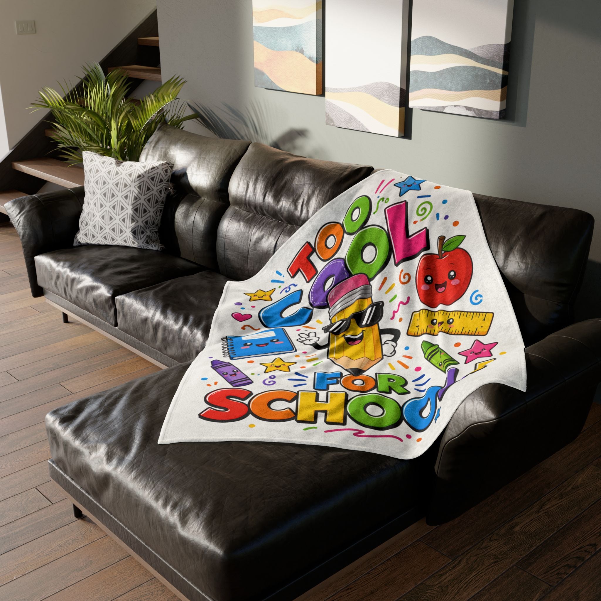 Too Cool For School Blanket — Cute Back to School Kids Throw