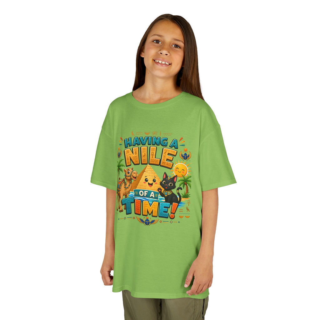 Having a Nile of a Time Kids Tee | Camel Pyramid Desert Cartoon