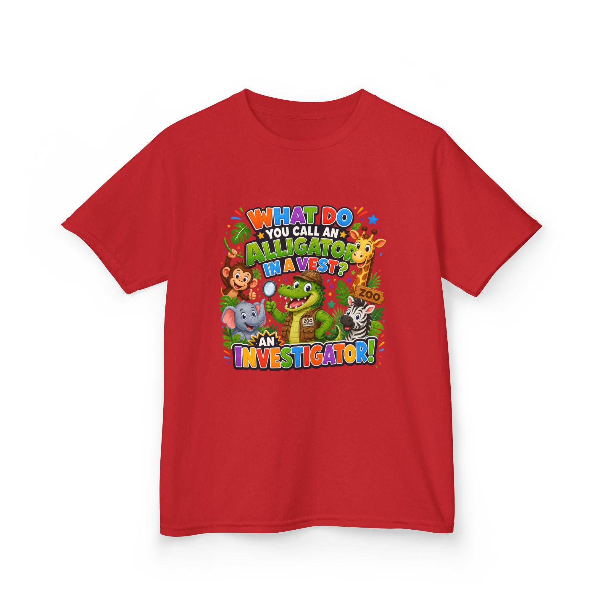 What Do You Call An Alligator? Investigator Kids T-Shirt | Cute Jungle Animals Puzzle