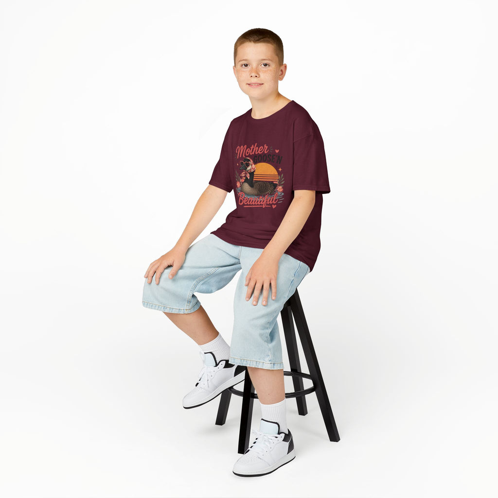 Kids Tee — "Mother Goose'n Beautiful" Cute Vintage Goose Graphic