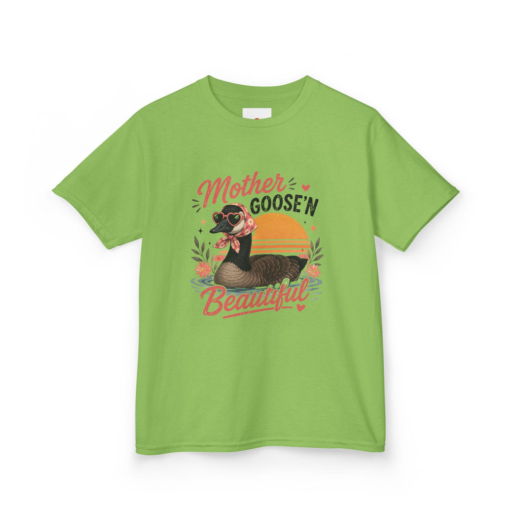 Kids Tee — "Mother Goose'n Beautiful" Cute Vintage Goose Graphic