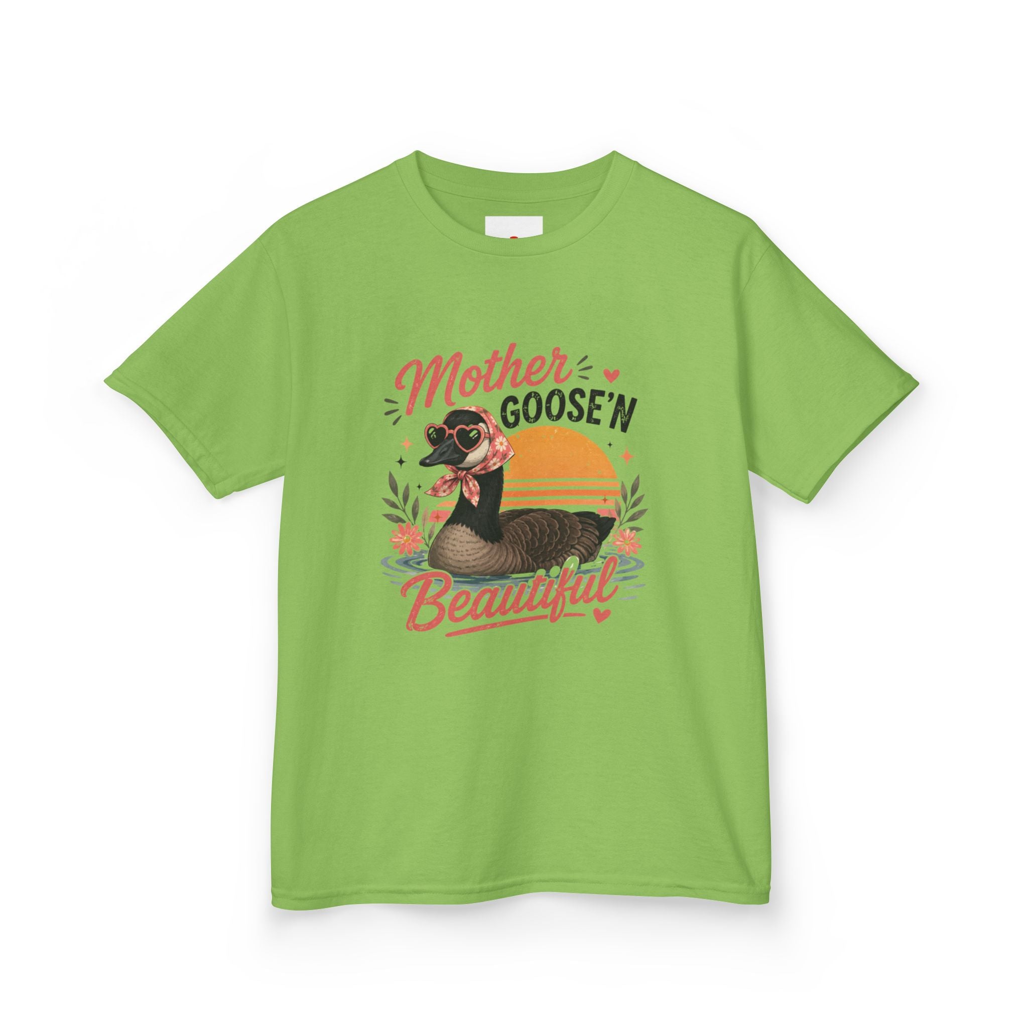 Kids Tee — "Mother Goose'n Beautiful" Cute Vintage Goose Graphic