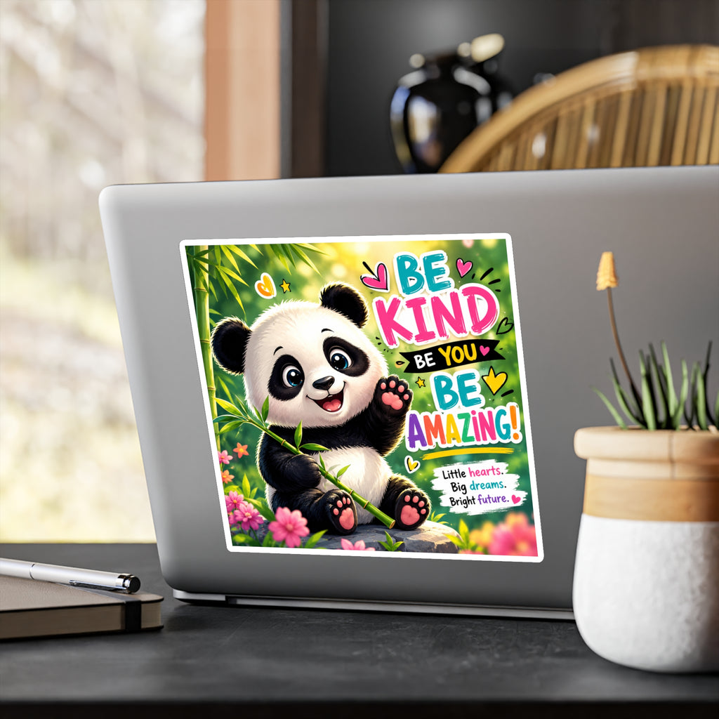 Be Kind Panda Vinyl Sticker — Inspirational Kiss-Cut Decal