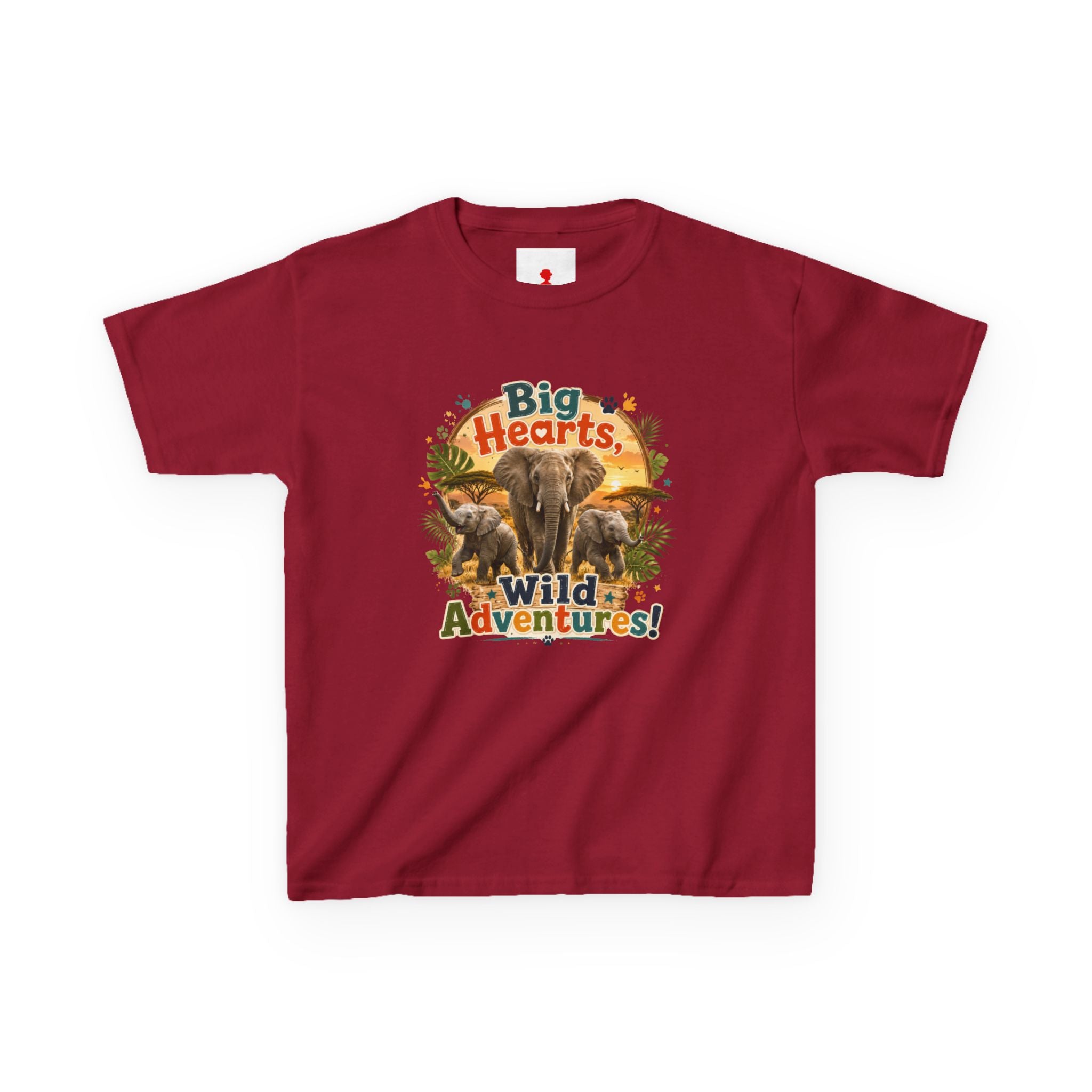 Kids T-Shirt — “Big Hearts, Wild Adventures!” Elephant Safari Shirt for Kids, Cute Animal Adventure Tee