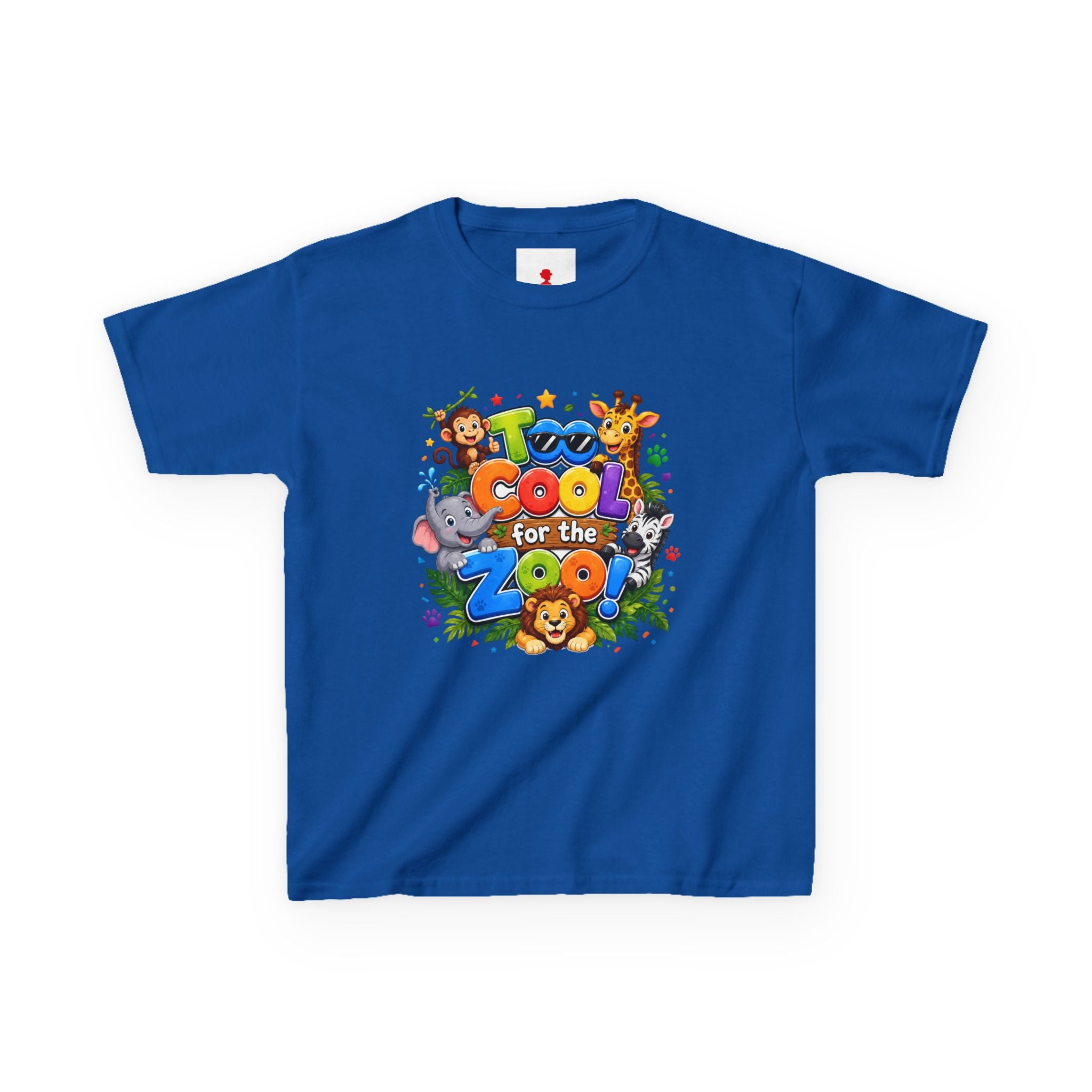 Kids Tee — "Too Cool for the Zoo" Colorful Animal Graphic