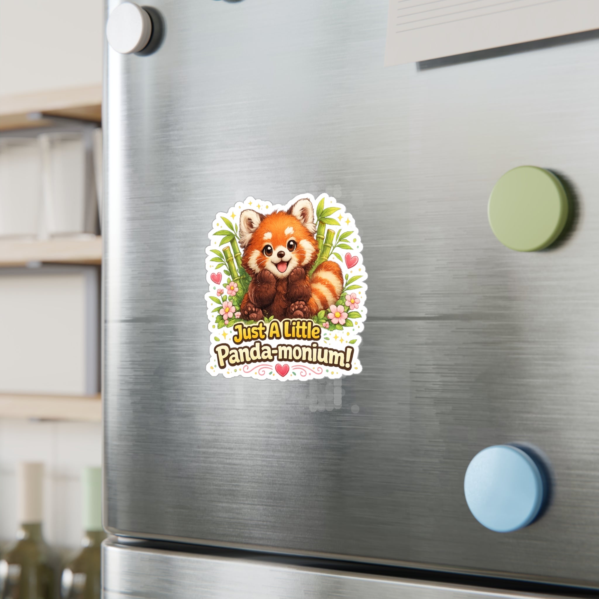 Red Panda Illustration Just A Little Panda-monium Sticker | Kiss-Cut Vinyl Decal