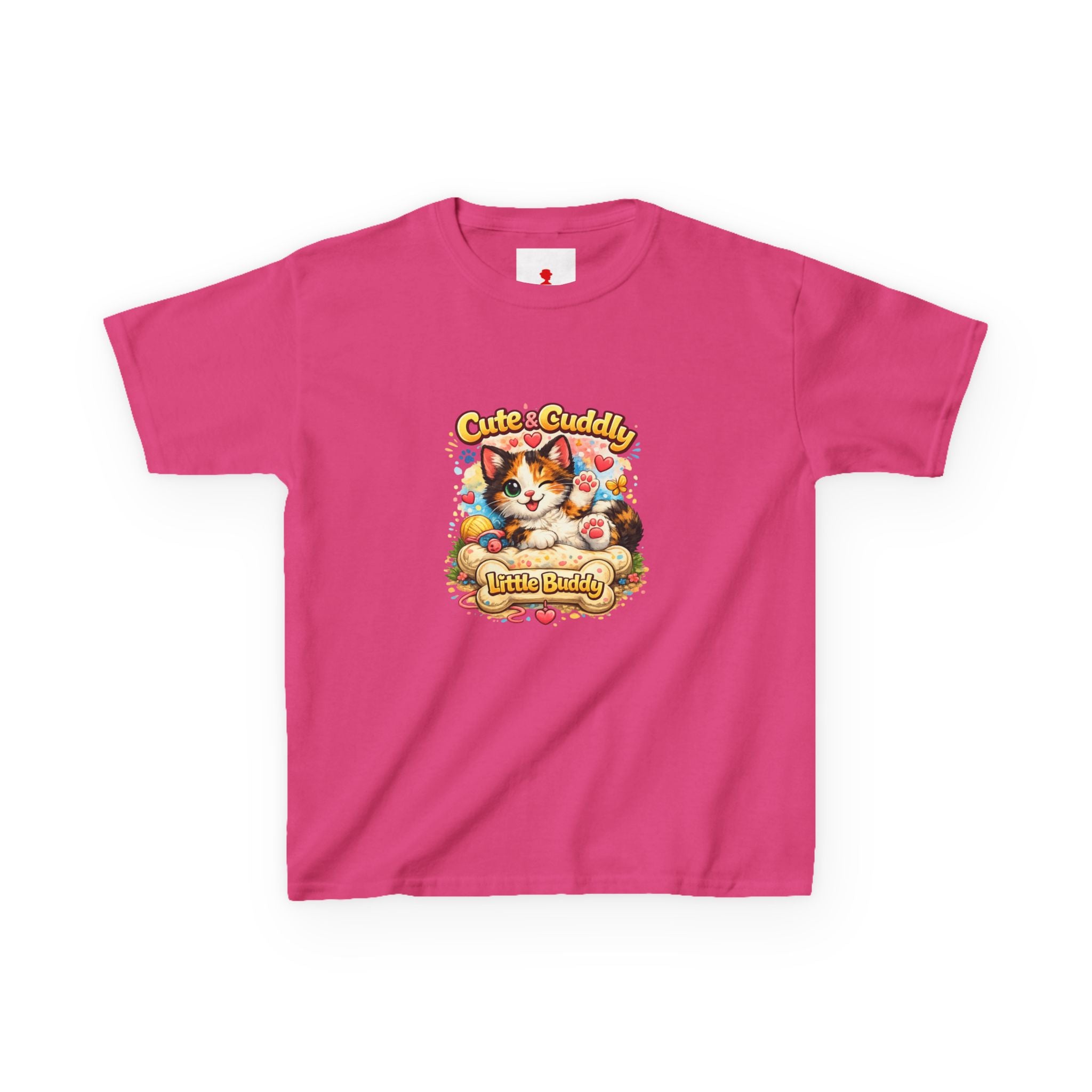 Kids T-Shirt — "Cute & Cuddly Little Buddy" Cat Graphic Tee