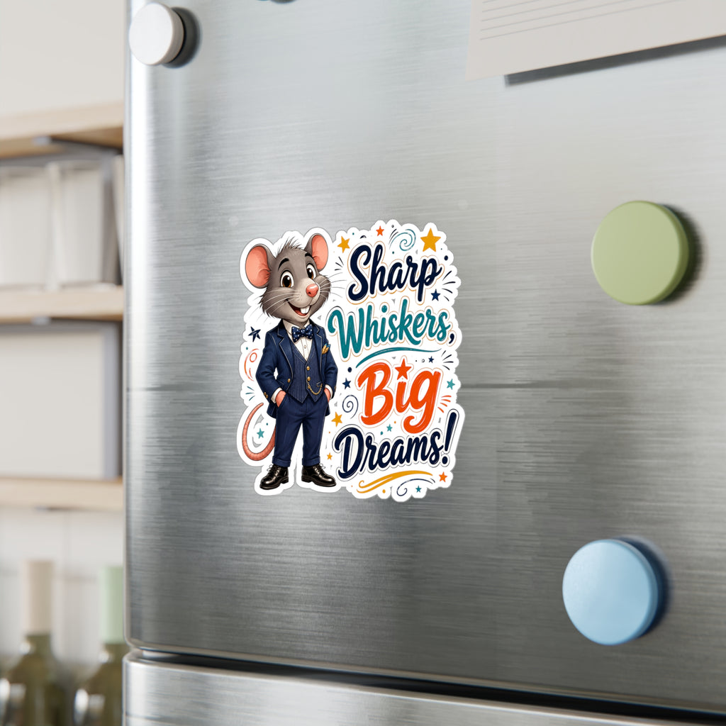 Sharp Whiskers, Big Dreams Sticker — Cute Motivational Mouse Vinyl Decal