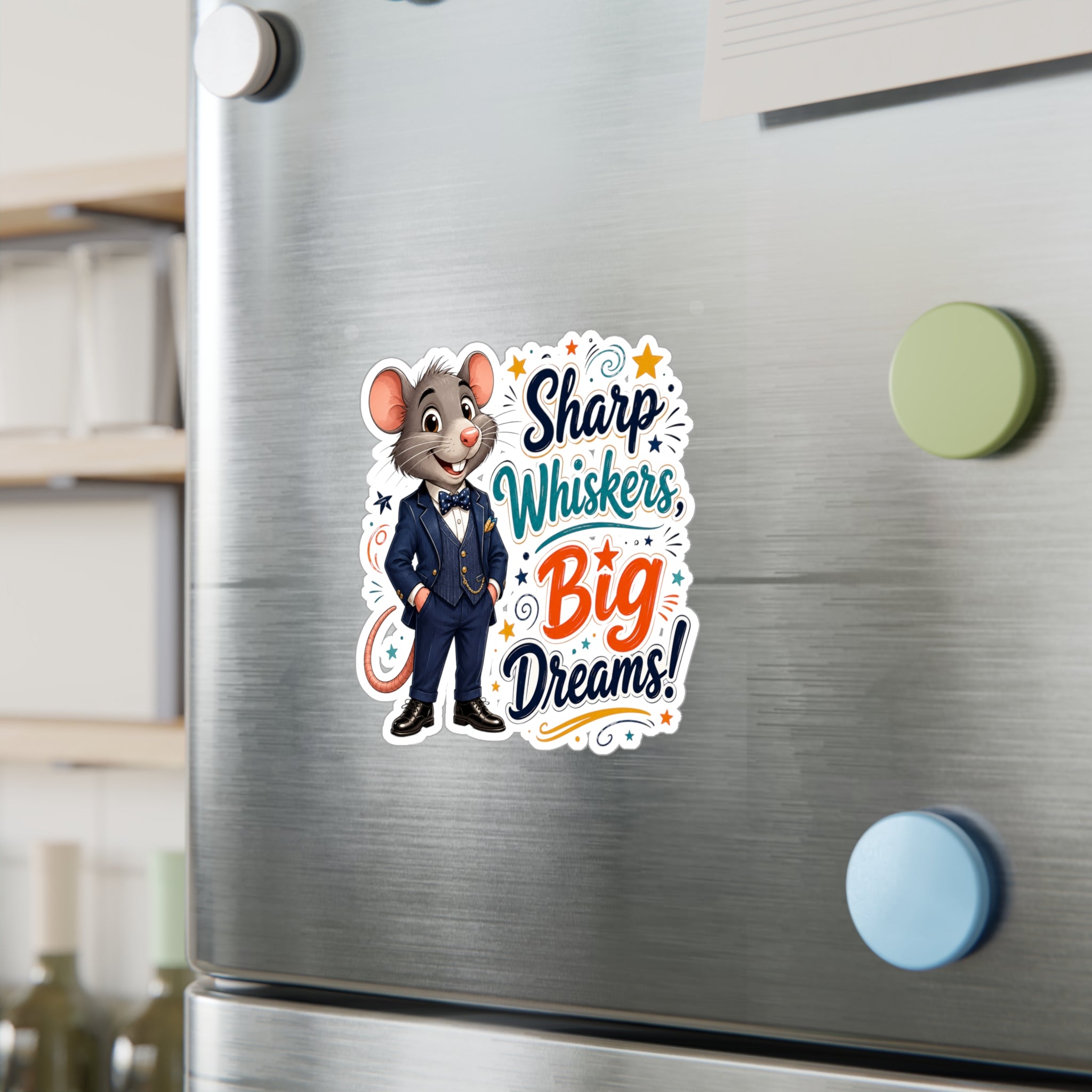 Sharp Whiskers, Big Dreams Sticker — Cute Motivational Mouse Vinyl Decal