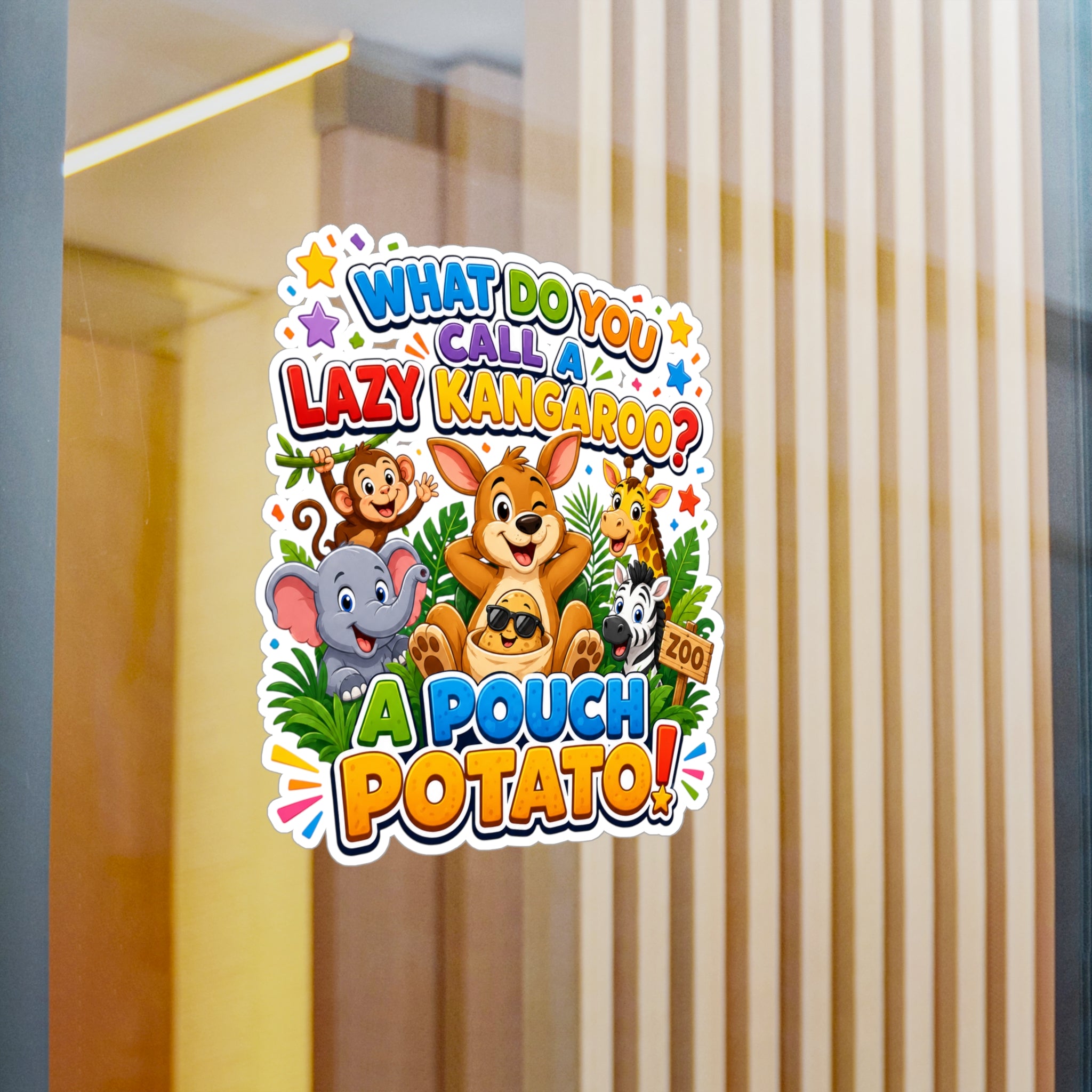 What Do You Call A Lazy Kangaroo? A Pouch Potato Sticker | Kiss-Cut Vinyl Decal