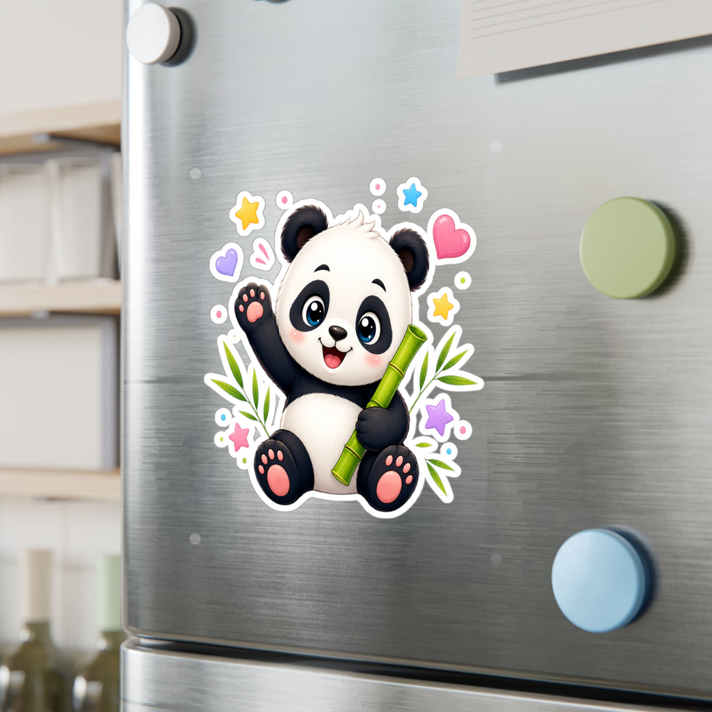 Cute Panda Kiss-Cut Vinyl Sticker — Adorable Bamboo Baby Decal for Laptops, Water Bottles & Kids' Rooms