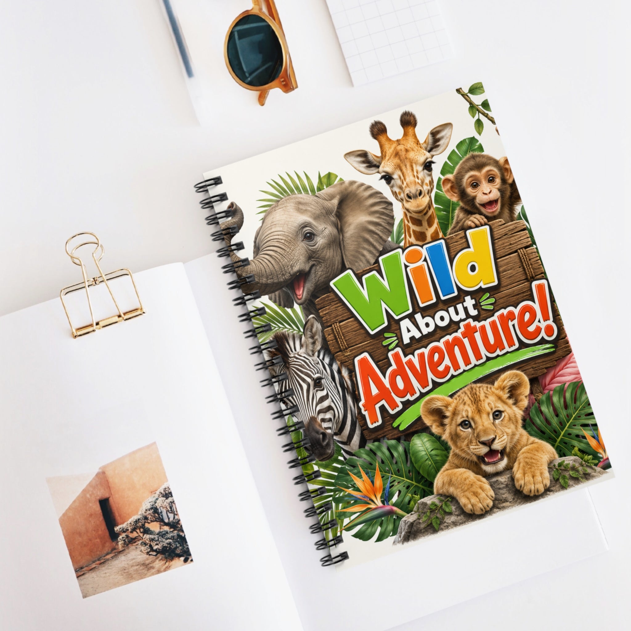 Wild About Adventure! Spiral Notebook — Jungle Animal Kids Journal (Ruled)