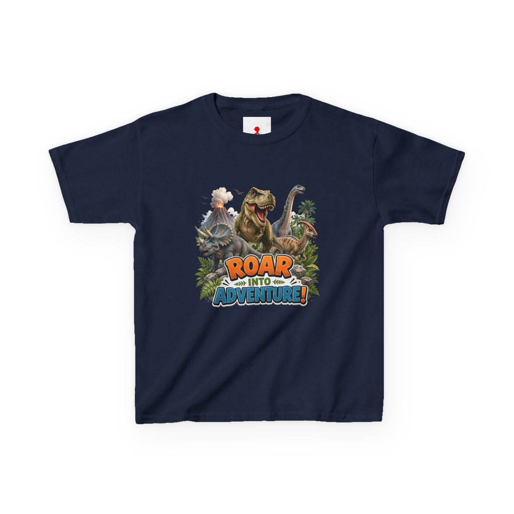 Kids Dinosaur Tee - "Roar Into Adventure" Graphic Shirt for Boys & Girls
