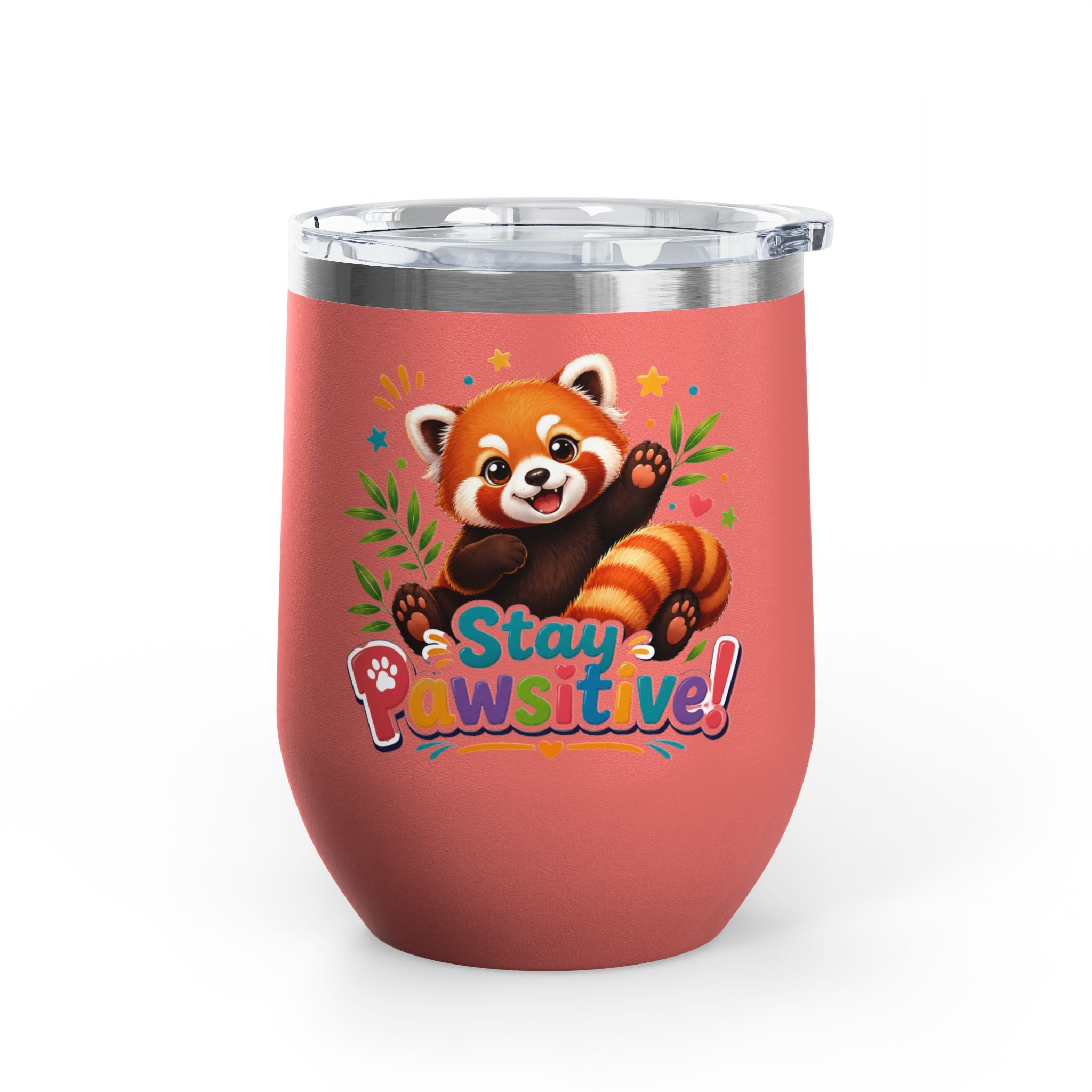 Stay Pawsitive Red Panda Tumbler — 12oz Insulated Cute Animal Gift