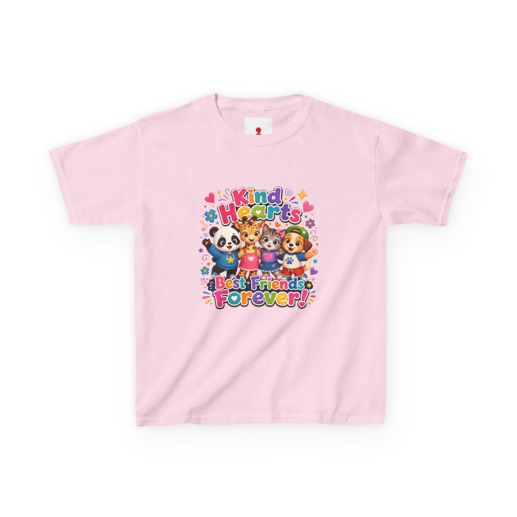 Kids Tee — "Kind Hearts Best Friends Forever" Colorful Cartoon Animals