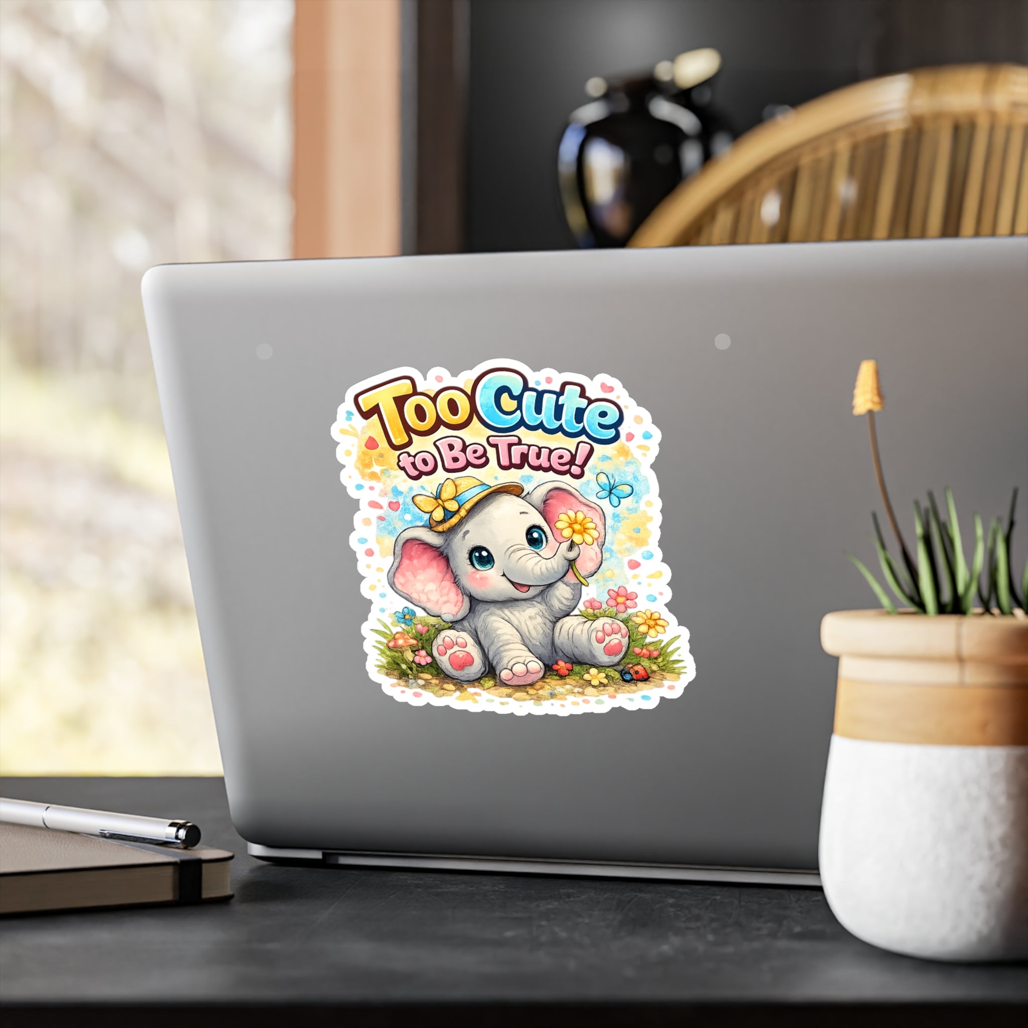 Too Cute to Be True! Elephant Kiss-Cut Vinyl Decal