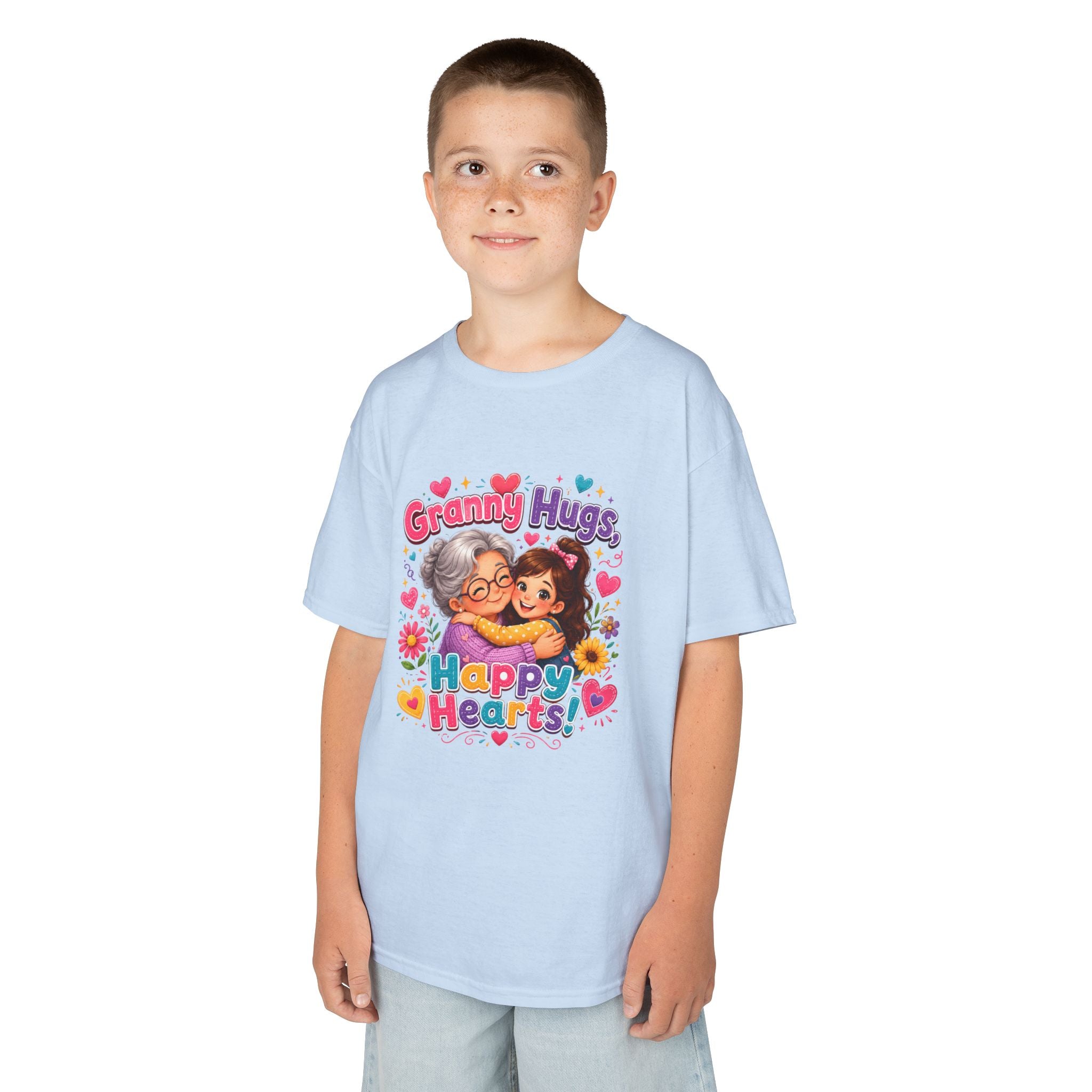 Granny Hugs Happy Hearts Tee | Grandma Grandchild Cute Illustration