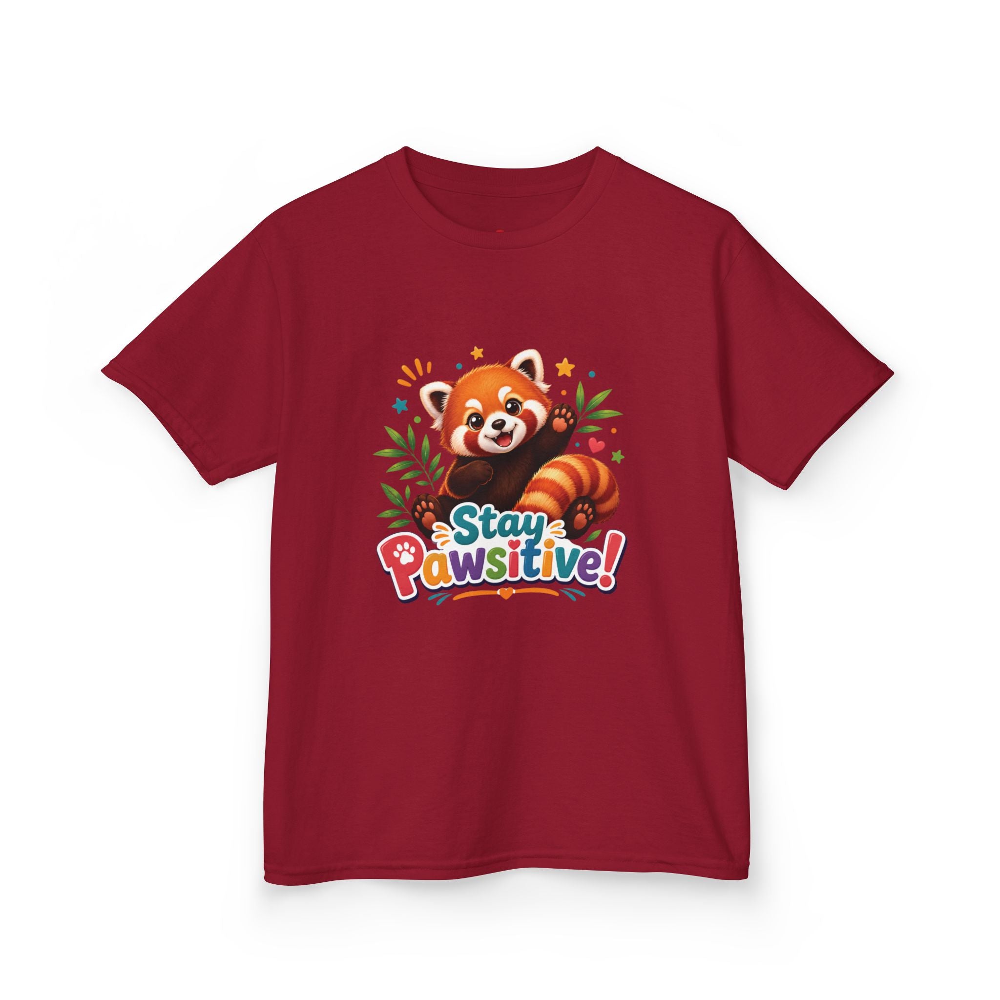 Stay Pawsitive Red Panda Kids Tee | Cute Animal Positive Message