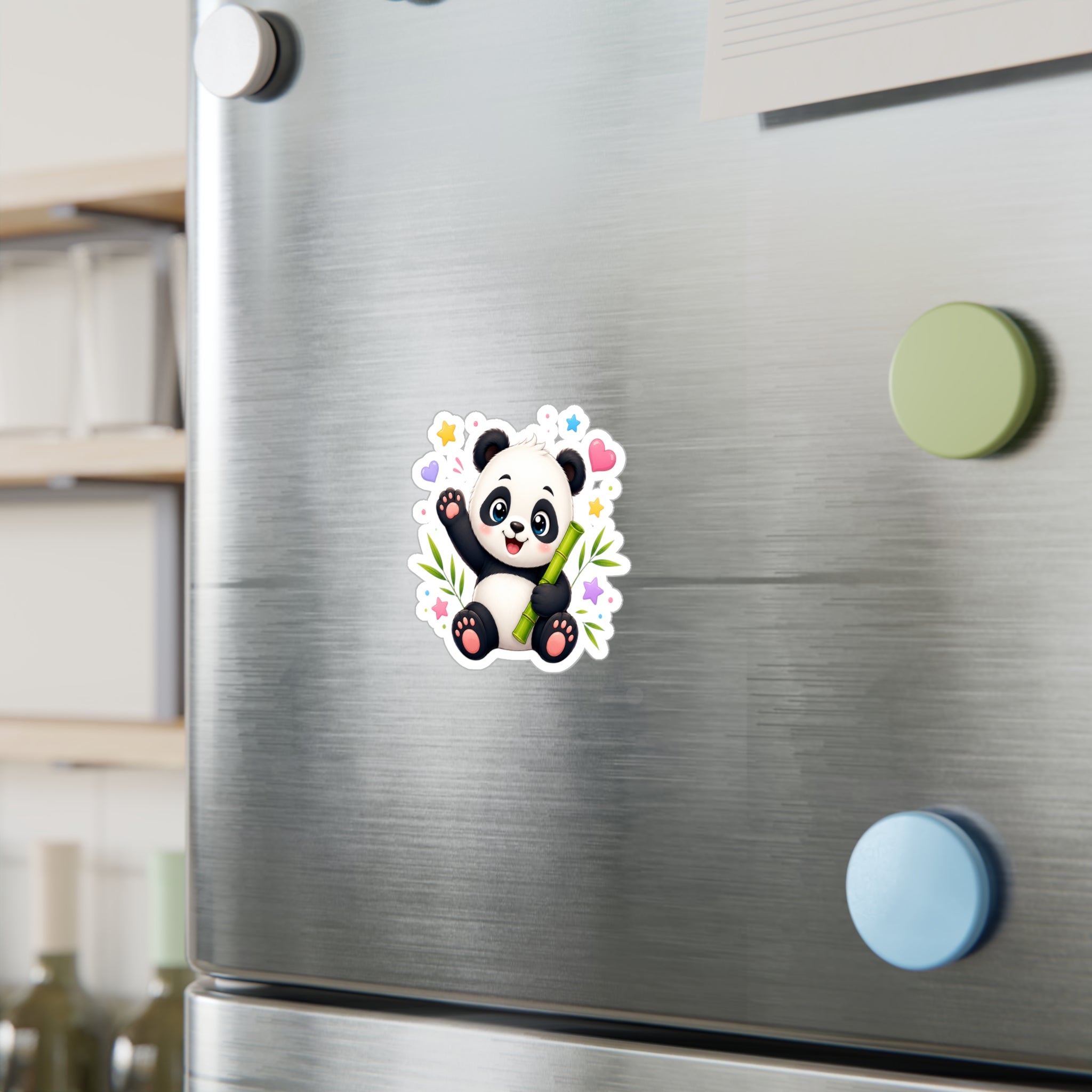 Cute Panda Kiss-Cut Vinyl Sticker — Adorable Bamboo Baby Decal for Laptops, Water Bottles & Kids' Rooms