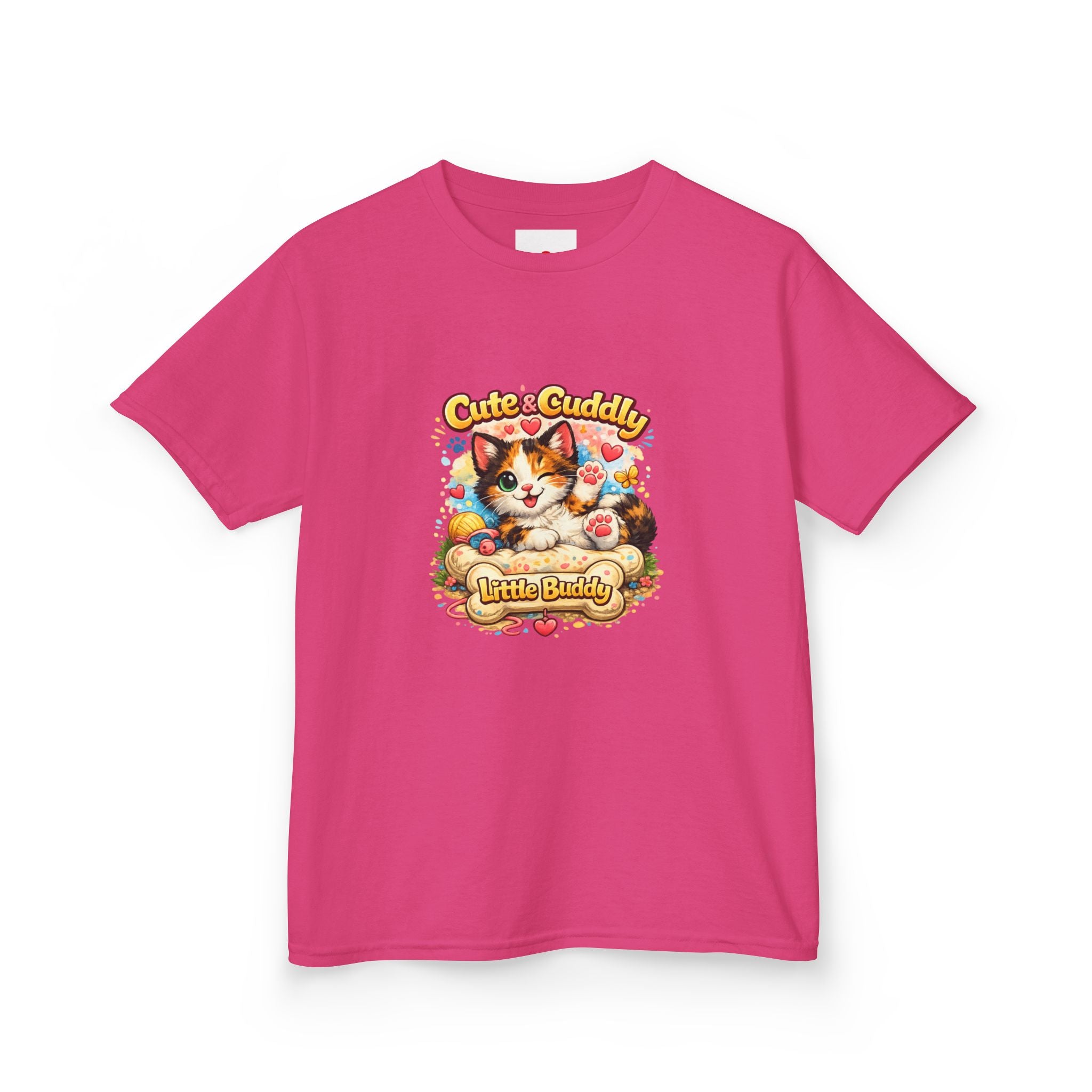 Kids T-Shirt — "Cute & Cuddly Little Buddy" Cat Graphic Tee