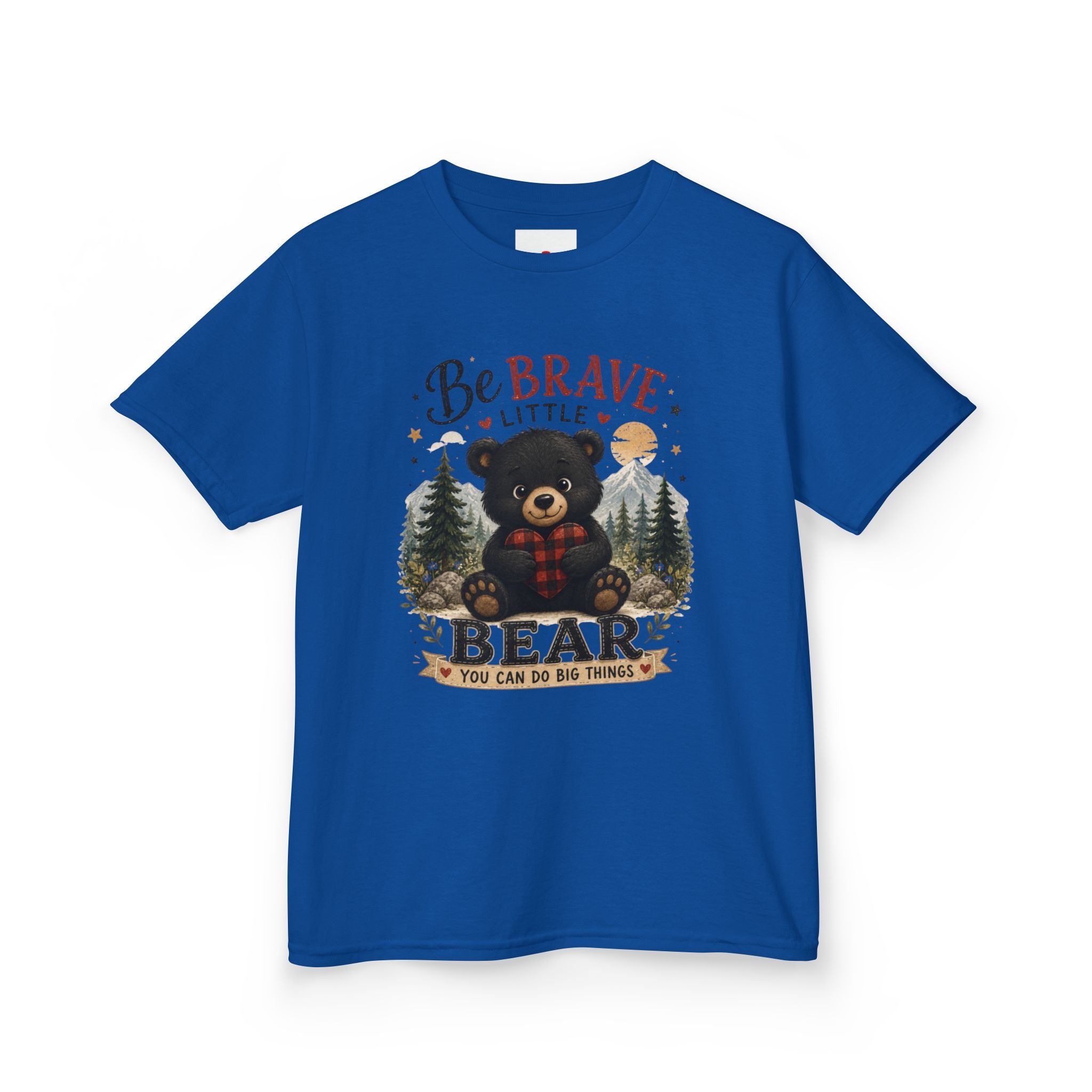 Kids T‑Shirt — "Be Brave Little Bear" Cute Woodland Bear Tee for Children, Inspirational Adventure Gift