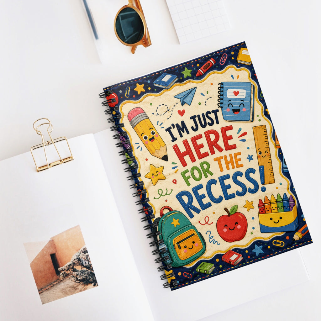 I'm Just Here for the Recess Spiral Notebook | Cute School Supplies Design