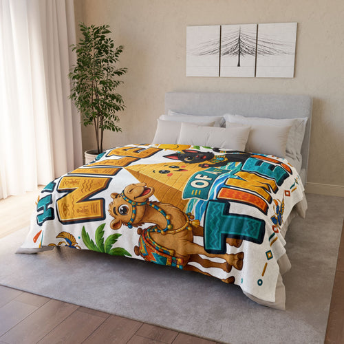 Having a Nile of a Time Blanket | Egyptian Pyramid Cat Camel Beach Design