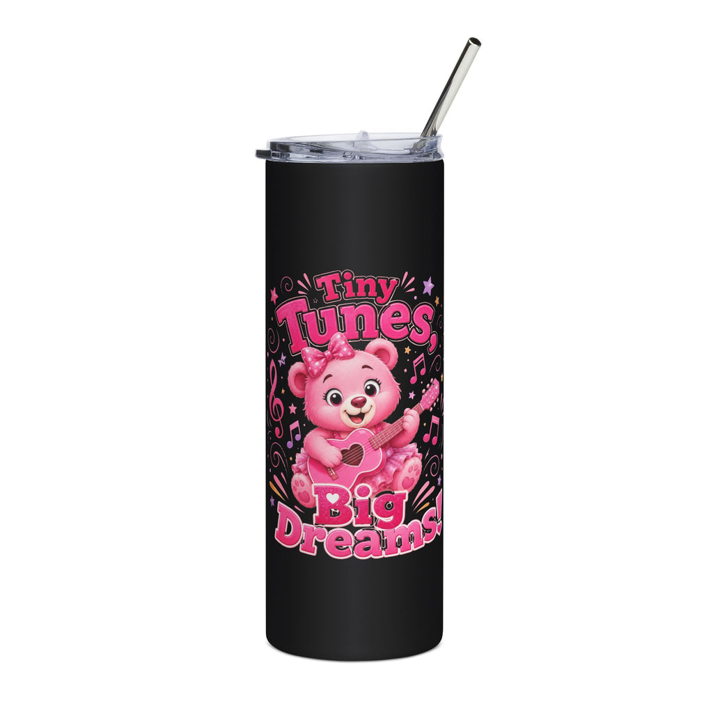 Tumbler — "Tiny Tunes, Big Dreams" Pink Bear 20oz Stainless Steel Travel Cup