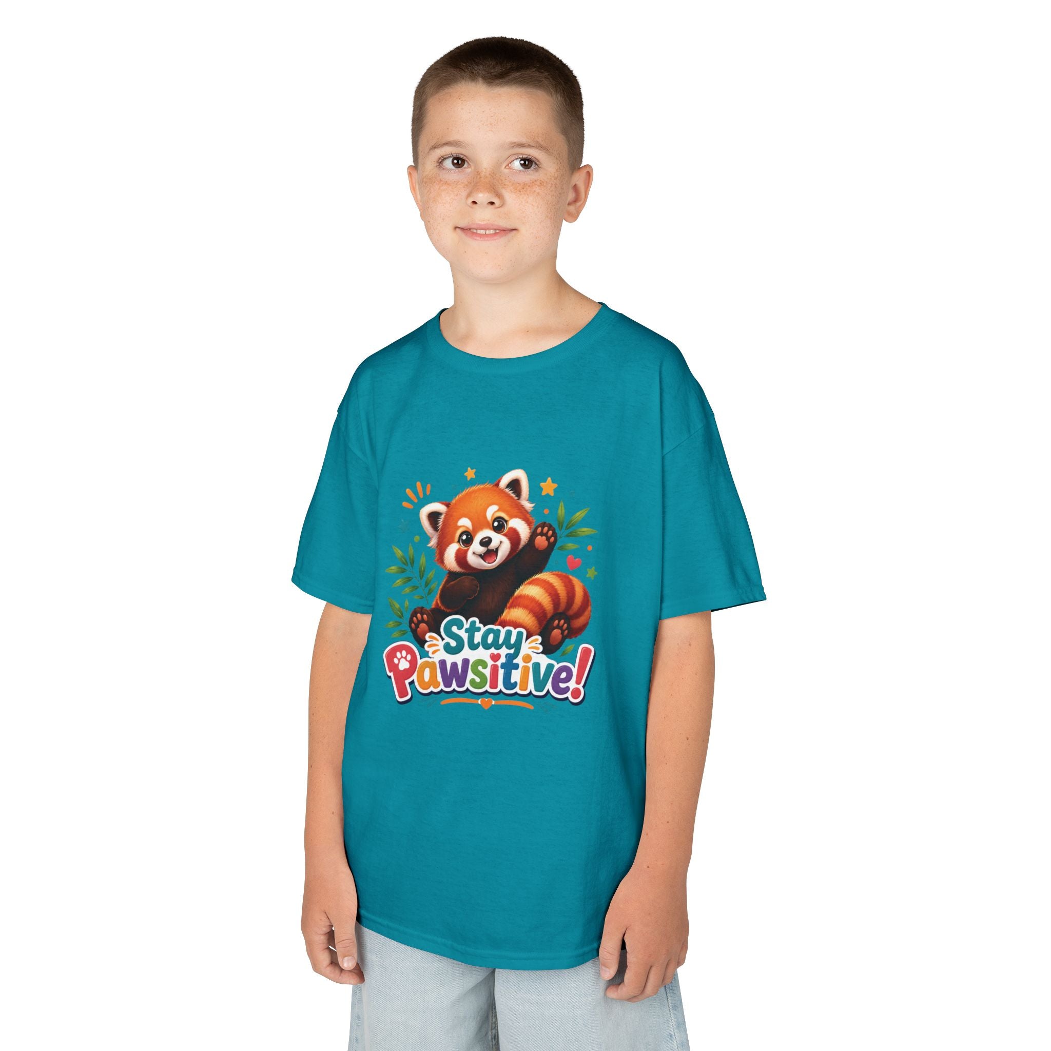 Stay Pawsitive Red Panda Kids Tee | Cute Animal Positive Message