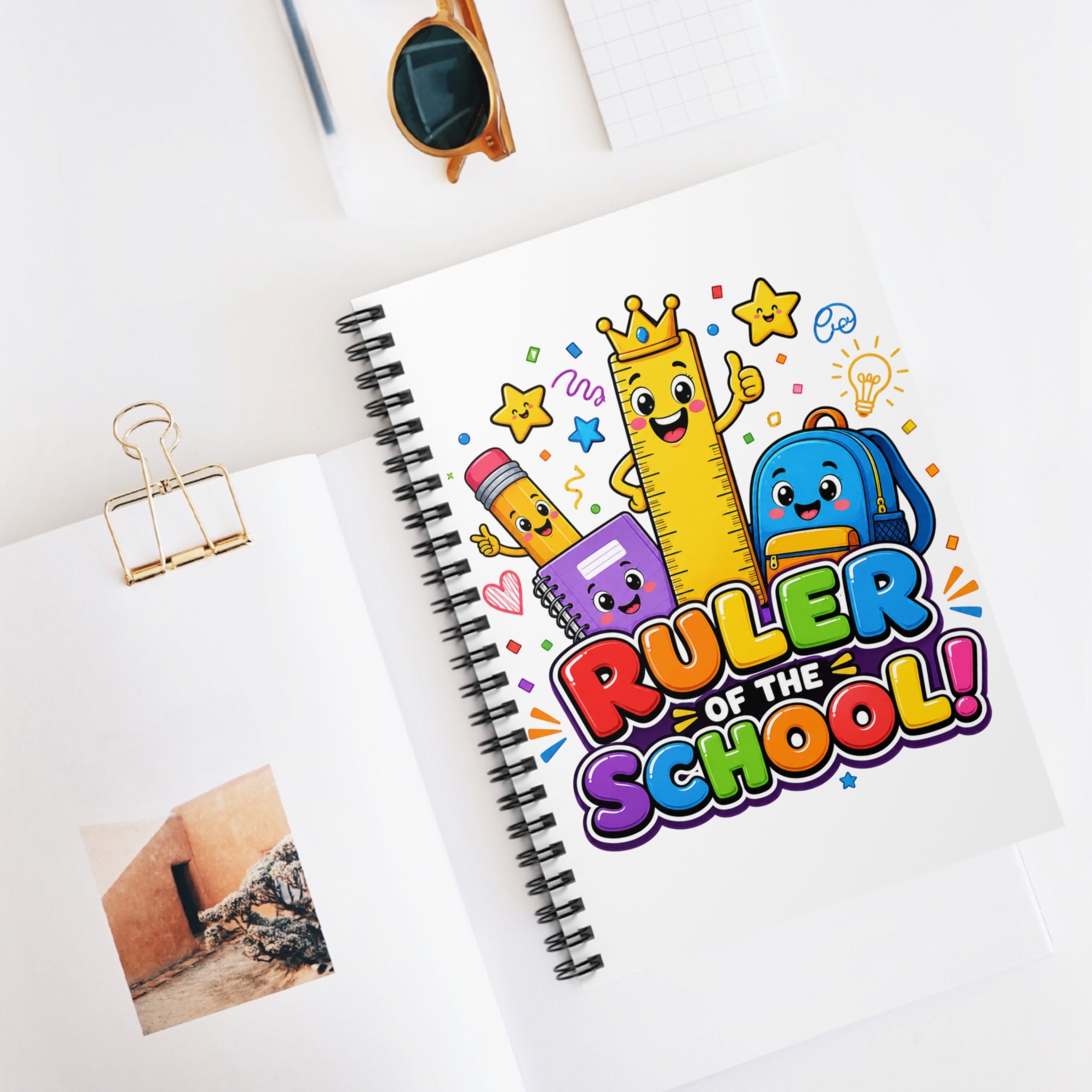 Ruler of the School notebook | Spiral Ruled Notebook, Cute School Supplies Design