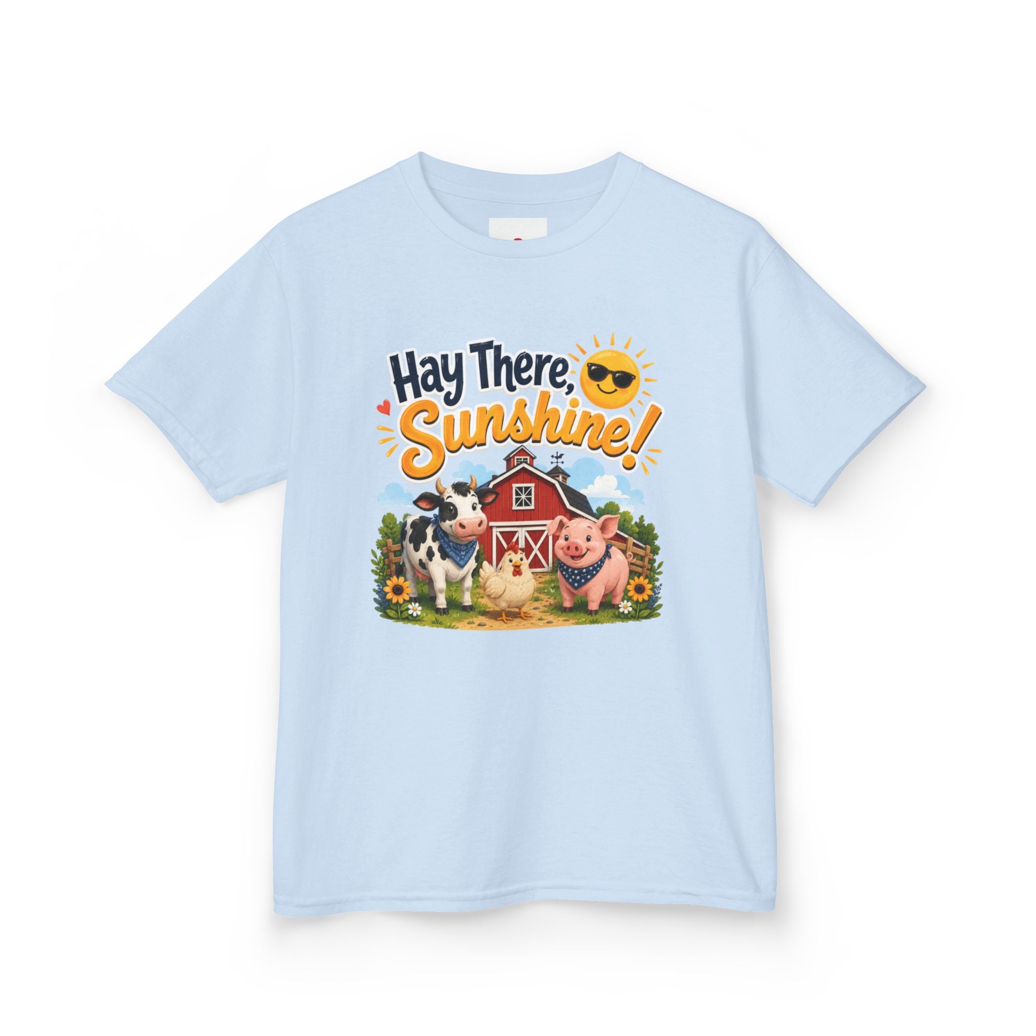 Kids Tee — "Hay There, Sunshine!" Farm Animal Graphic
