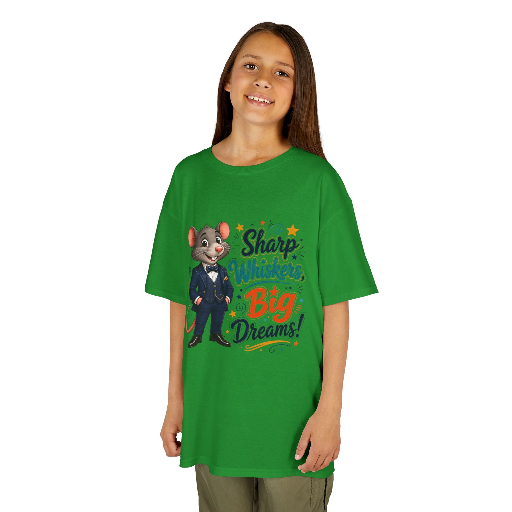 Kids Tee — "Sharp Whiskers, Big Dreams" Mouse Graphic