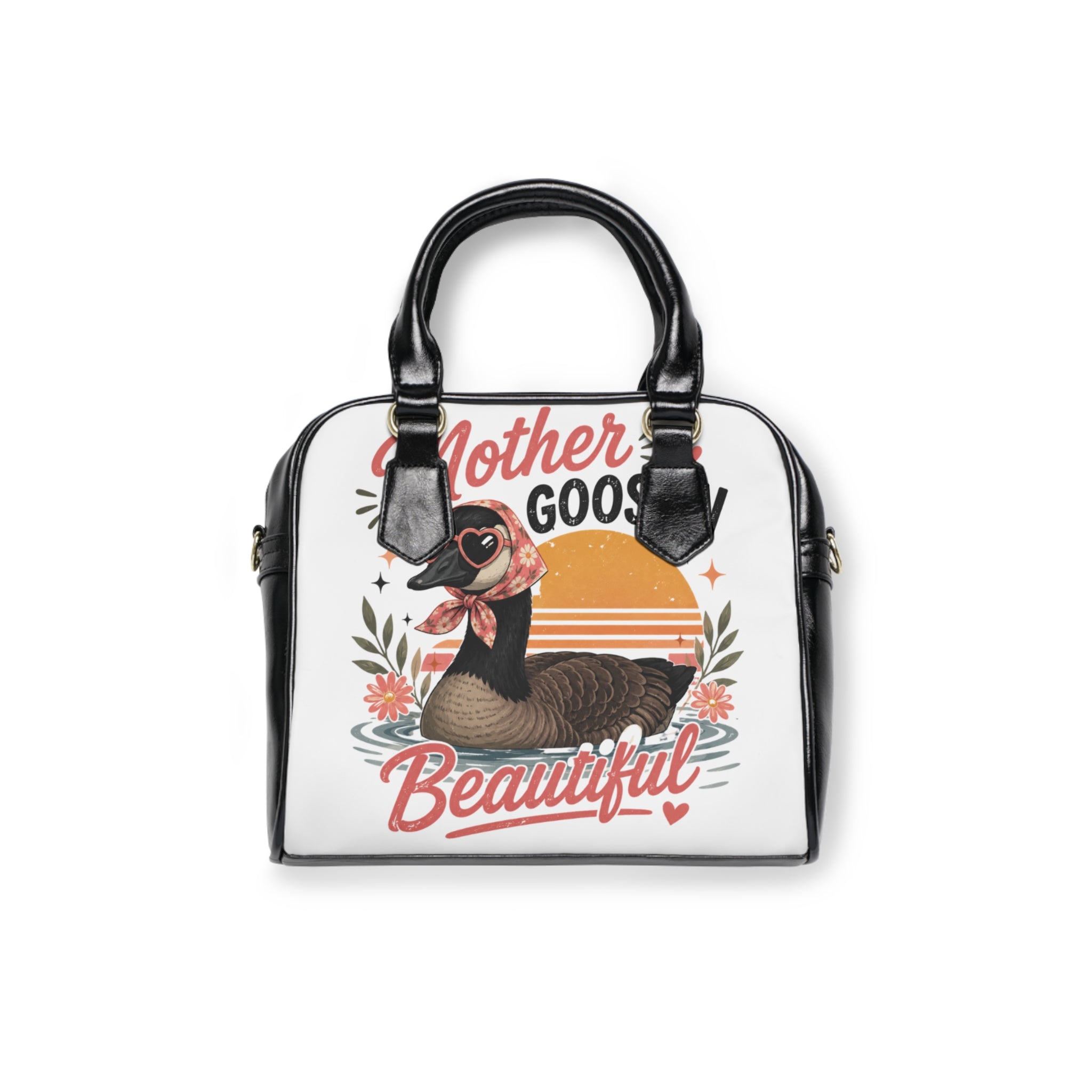 Mother Goose Shoulder Handbag — Vintage Floral Goose Tote