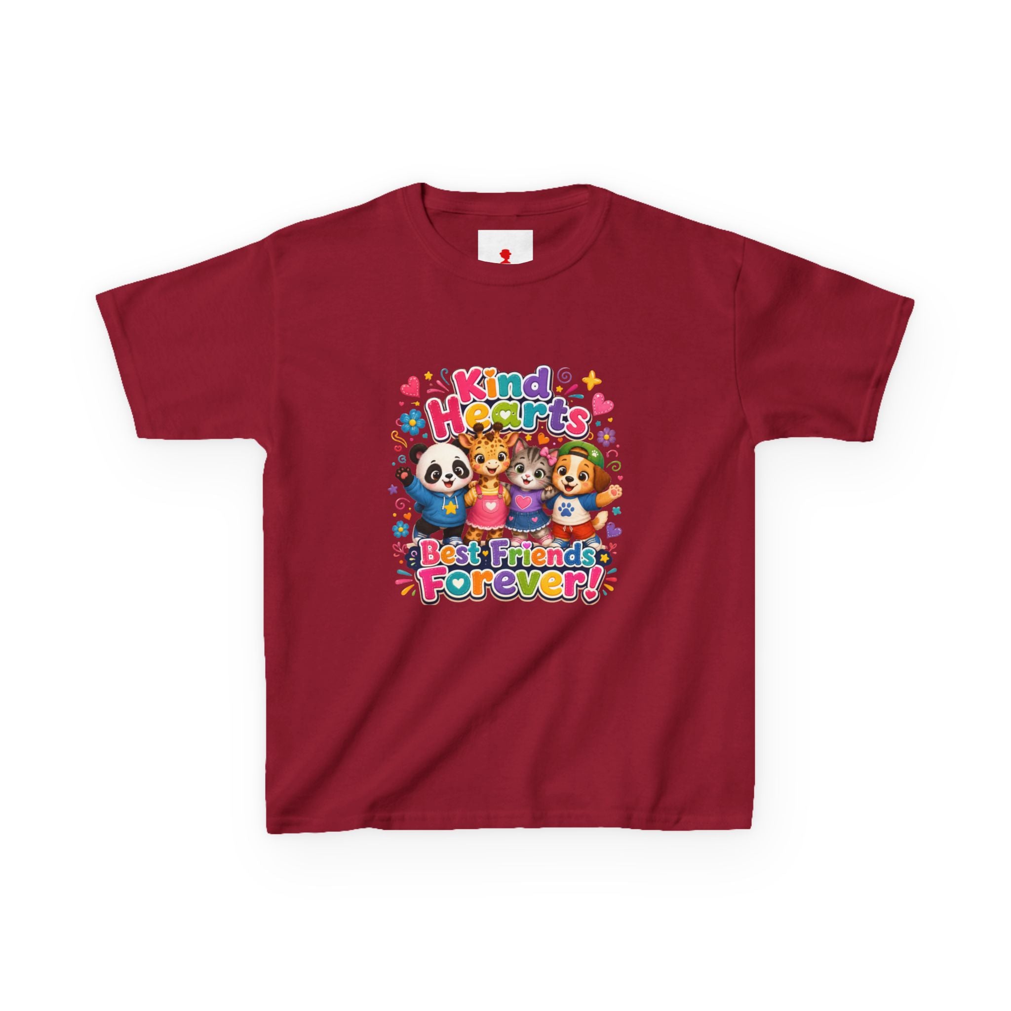 Kids Tee — "Kind Hearts Best Friends Forever" Colorful Cartoon Animals