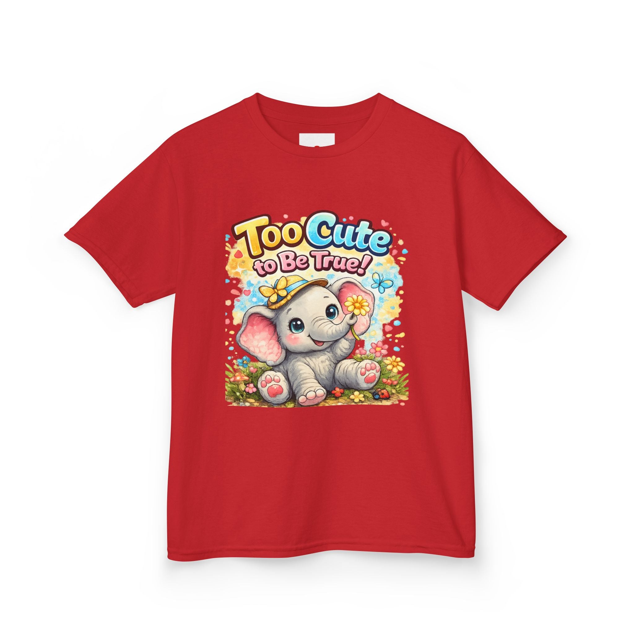 Kids Tee — "Too Cute to Be True" Elephant Graphic