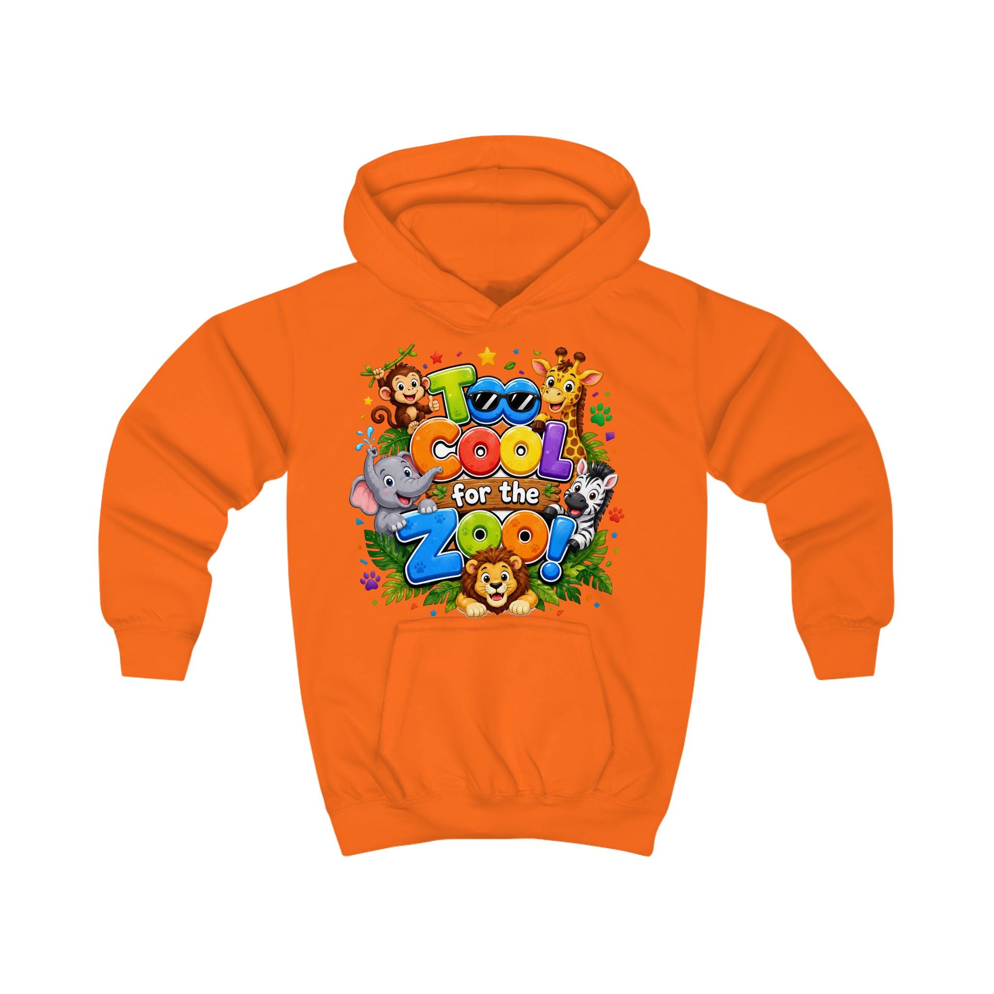 Too Cool for the Zoo Kids Hoodie — Cute Jungle Animals Graphic Hoodie