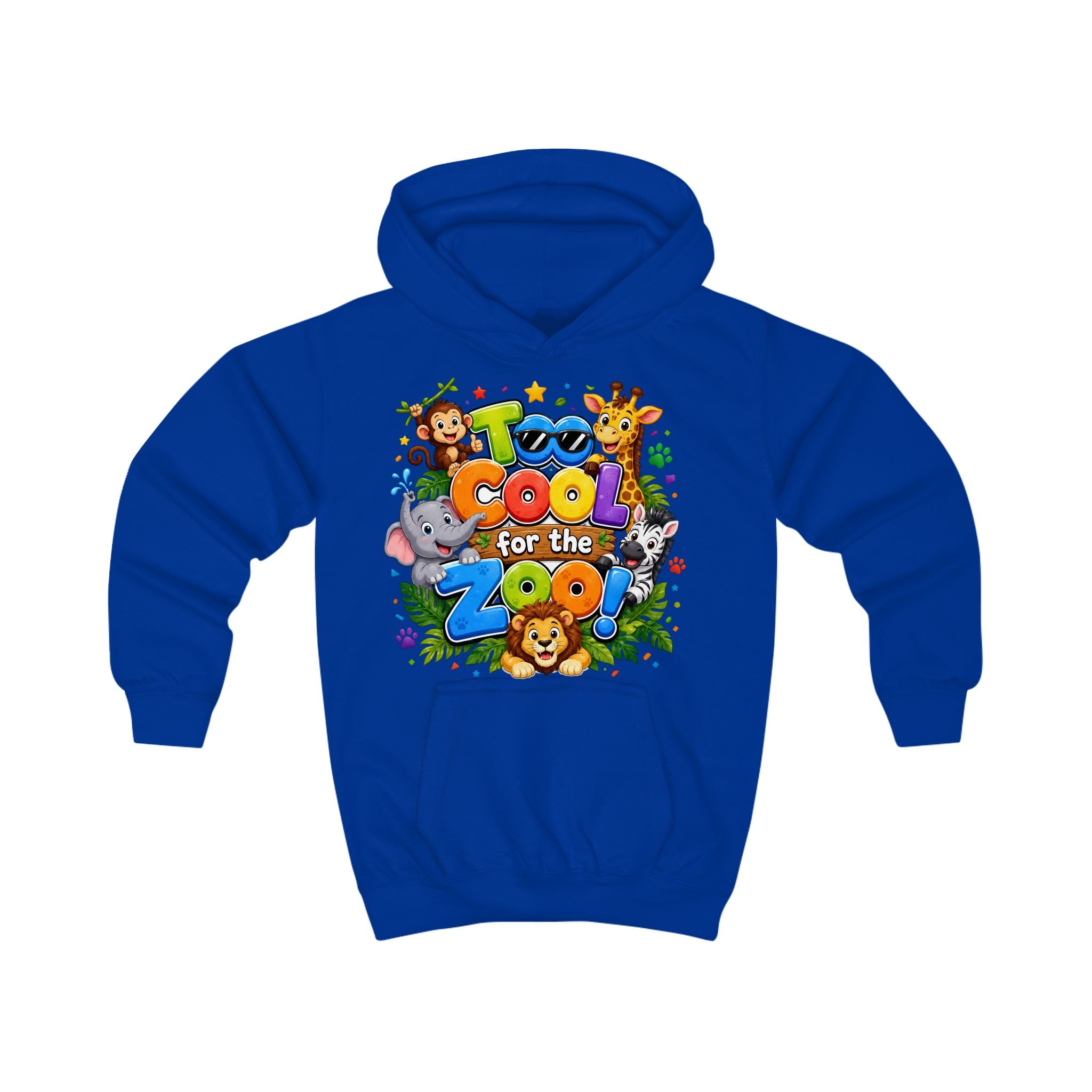 Too Cool for the Zoo Kids Hoodie — Cute Jungle Animals Graphic Hoodie