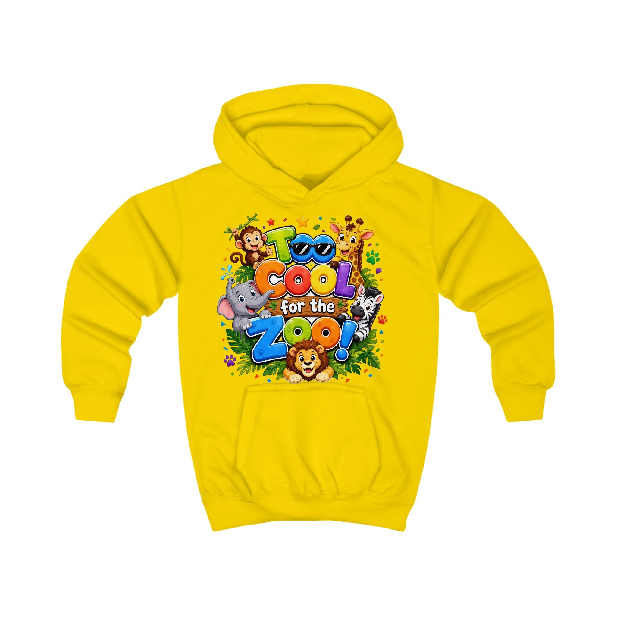 Too Cool for the Zoo Kids Hoodie — Cute Jungle Animals Graphic Hoodie