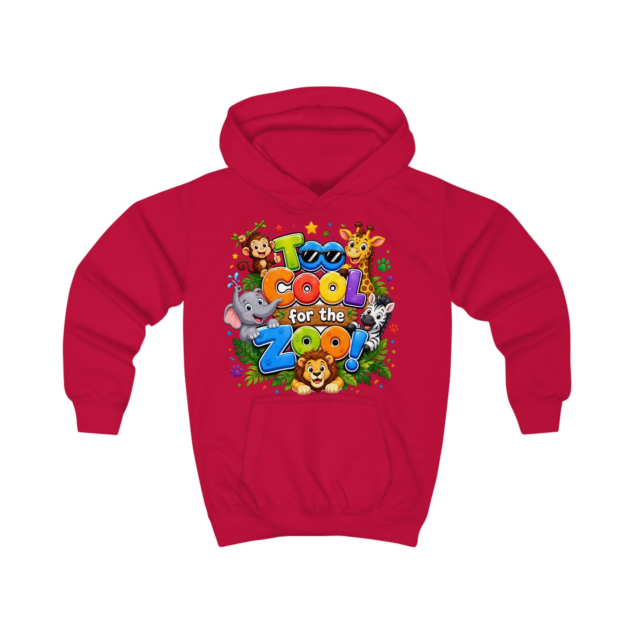 Too Cool for the Zoo Kids Hoodie — Cute Jungle Animals Graphic Hoodie