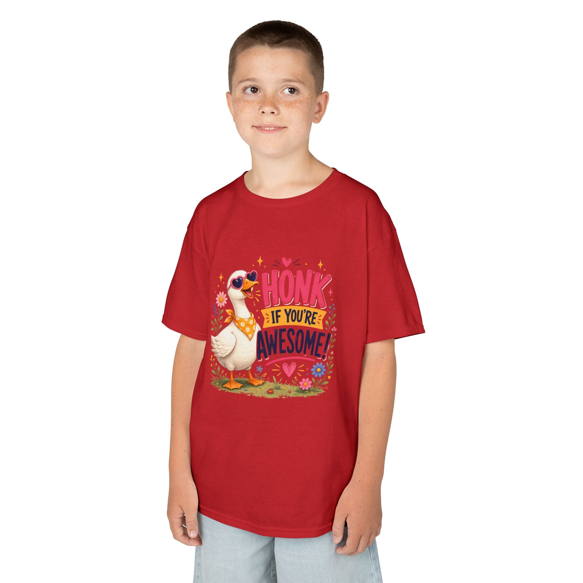 Kids Tee — "Honk If You're Awesome!" Cute Goose Graphic Shirt