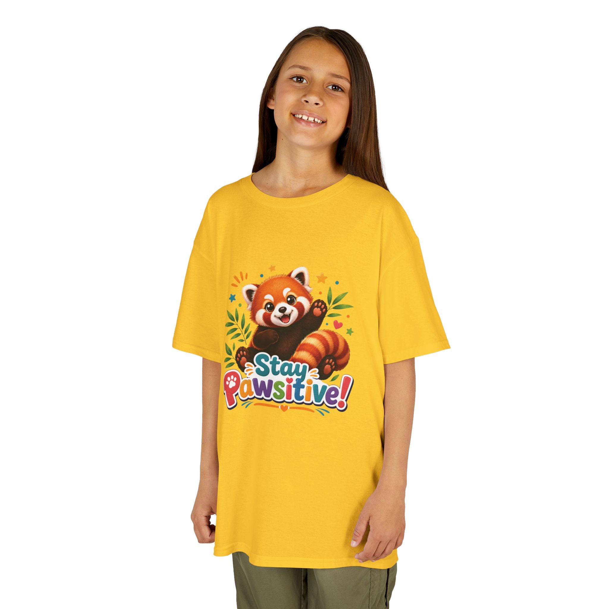 Stay Pawsitive Red Panda Kids Tee | Cute Animal Positive Message
