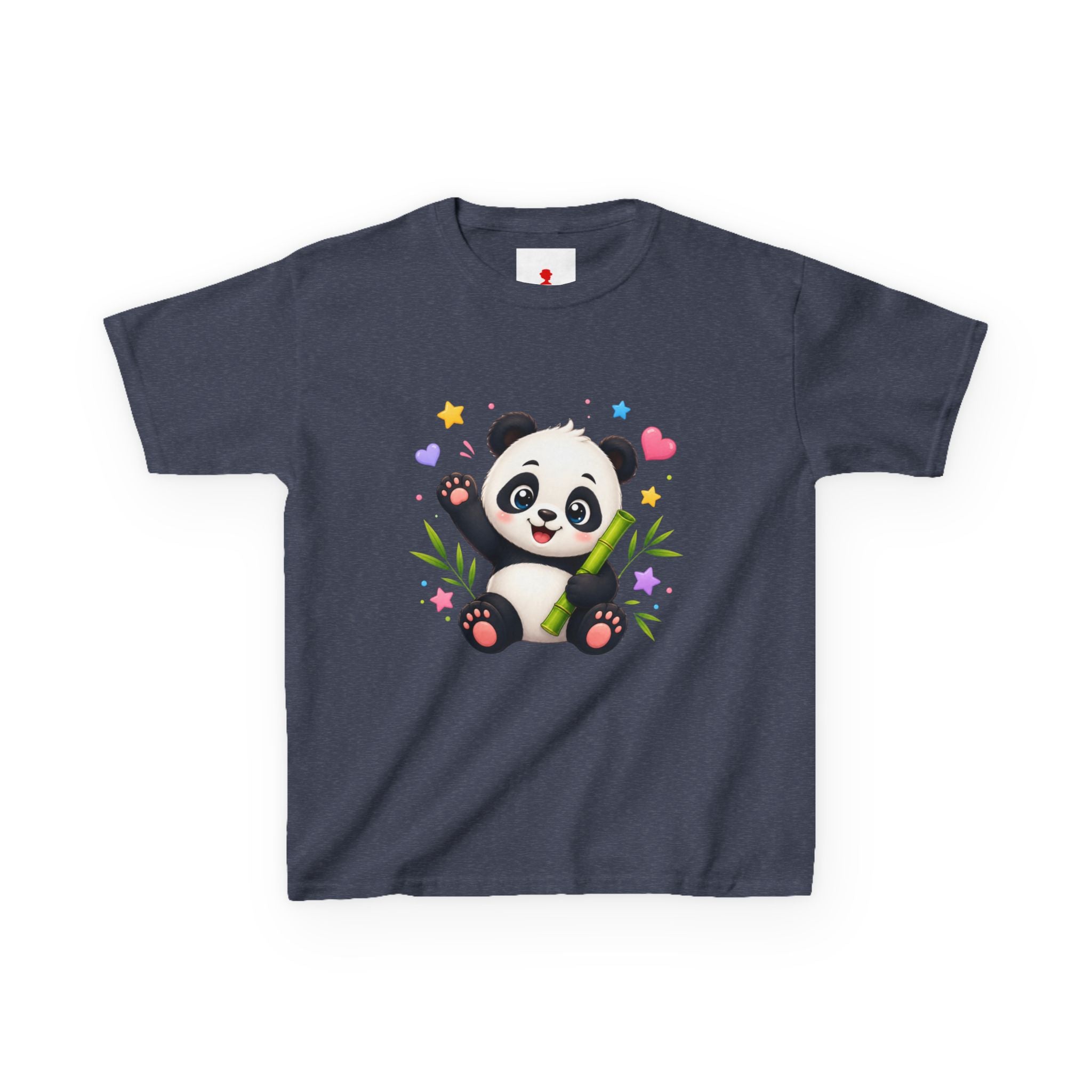 Cute Panda Kids T‑Shirt — Smiling Baby Panda with Hearts & Bamboo