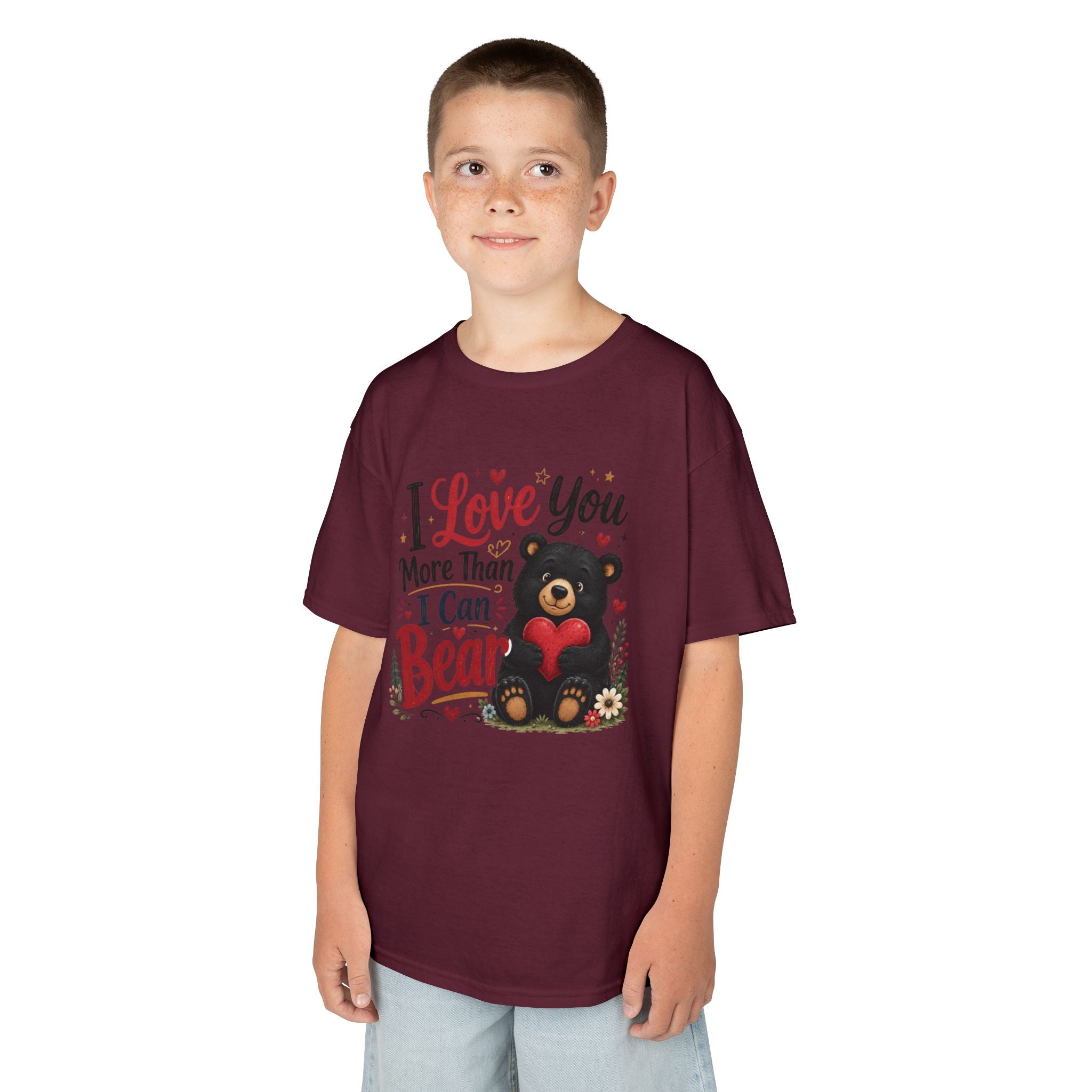 Kids T-Shirt - "I Love You More Than I Can Bear" Cute Bear Valentine Tee