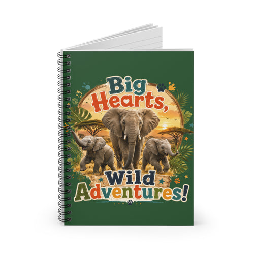Elephant Adventure Spiral Notebook — "Big Hearts, Wild Adventures!" Ruled Journal
