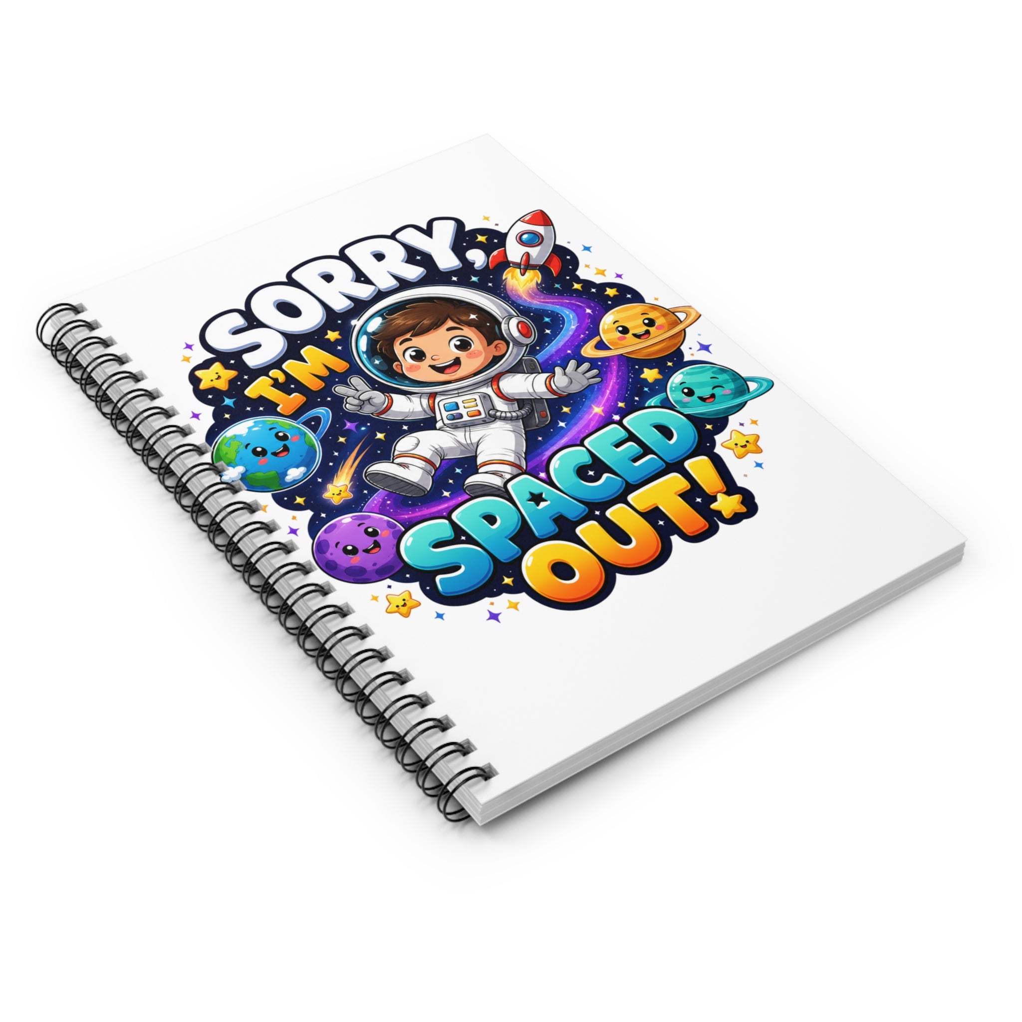 Spiral Notebook — "Sorry I’m Spaced Out!" Cute Kid Astronaut Ruled Journal