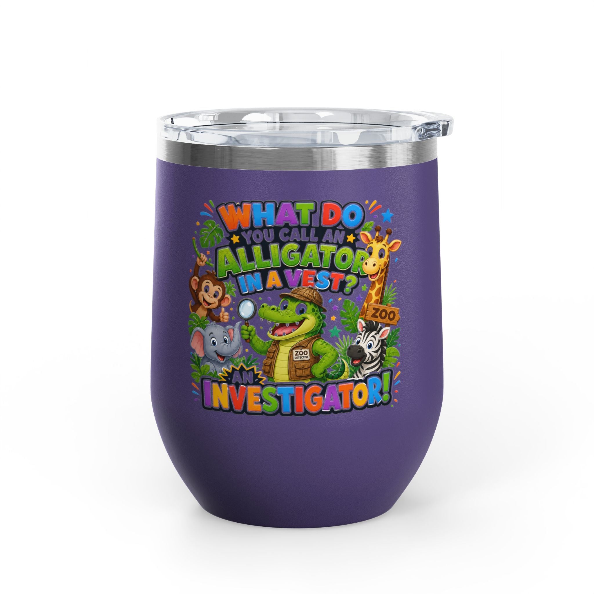 "What Do You Call an Alligator in a Vest? An Investigator!" Cute Zoo Joke Stainless Steel 12oz