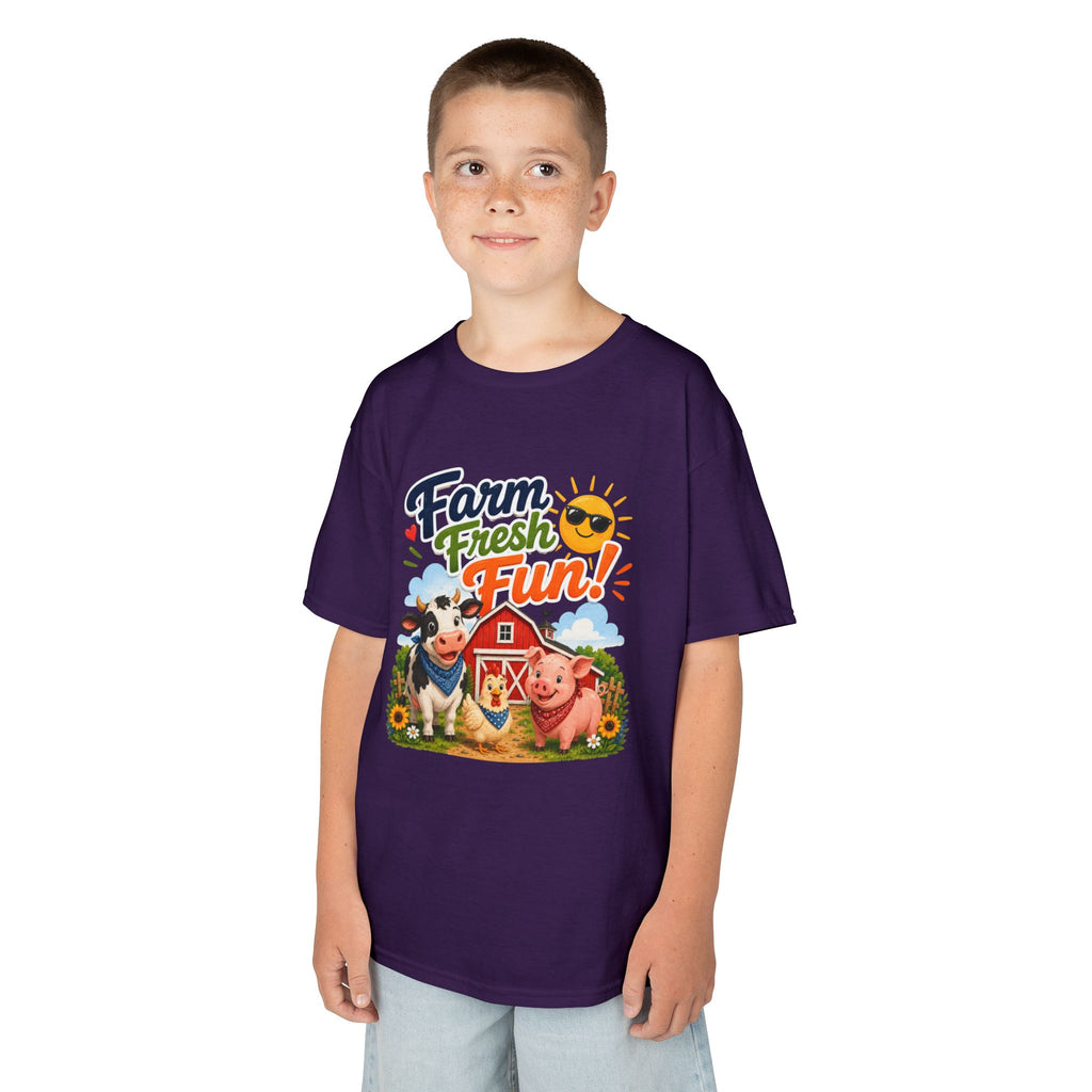 Kids Farm T-Shirt — "Farm Fresh Fun!" Cute Cow & Pig Toddler Tee