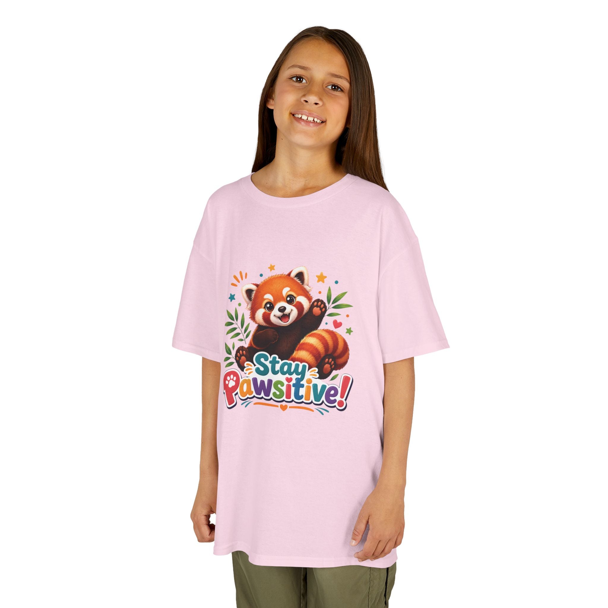 Stay Pawsitive Red Panda Kids Tee | Cute Animal Positive Message