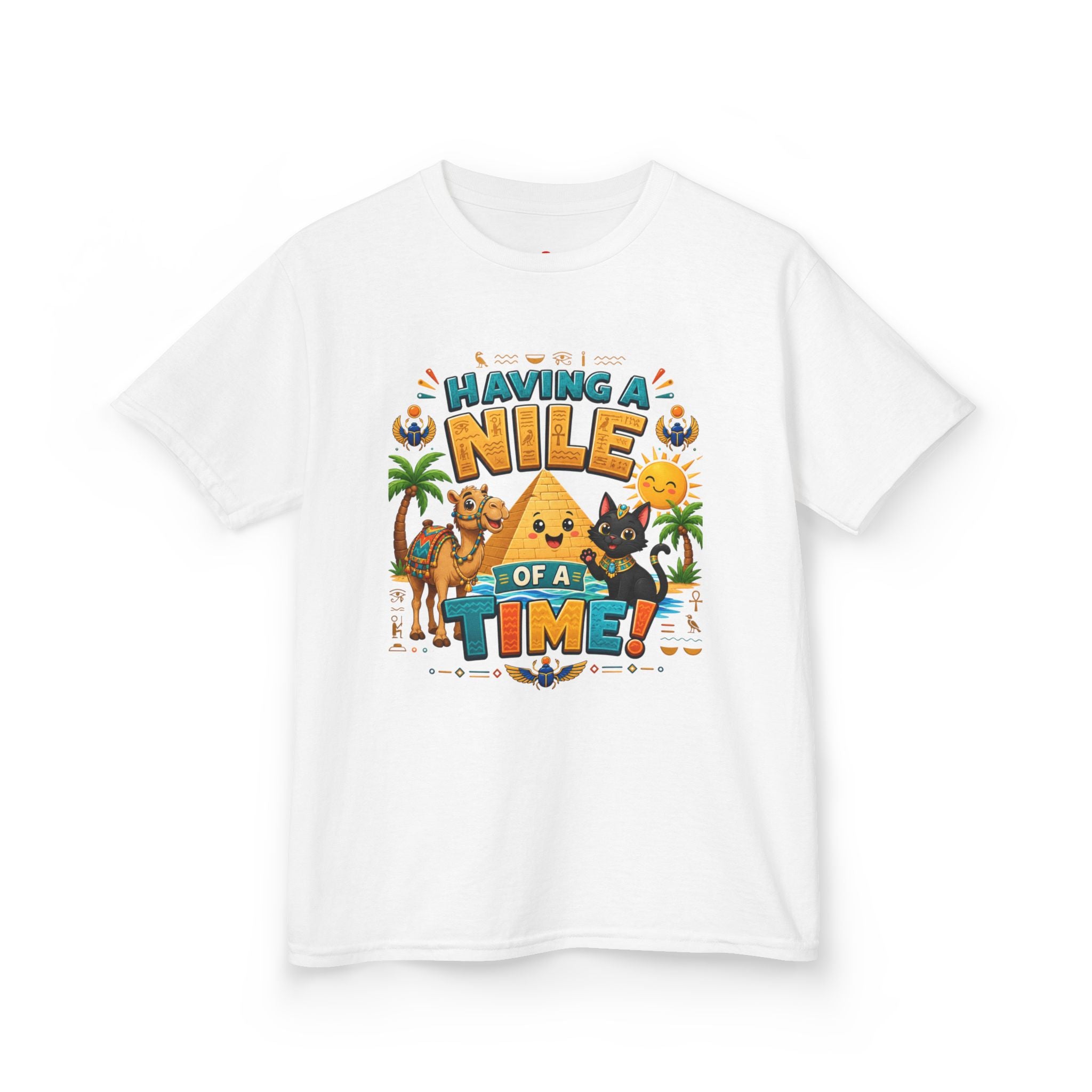 Having a Nile of a Time Kids Tee | Camel Pyramid Desert Cartoon