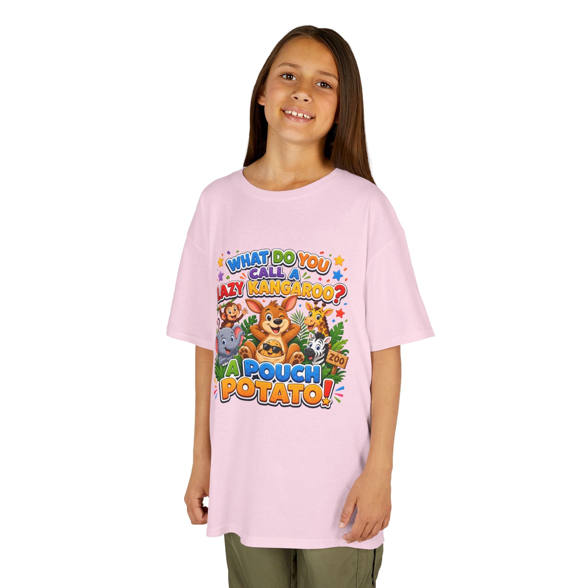 Lazy Kangaroo Pouch Potato Kids T-Shirt | Cute Animal Nursery Tee